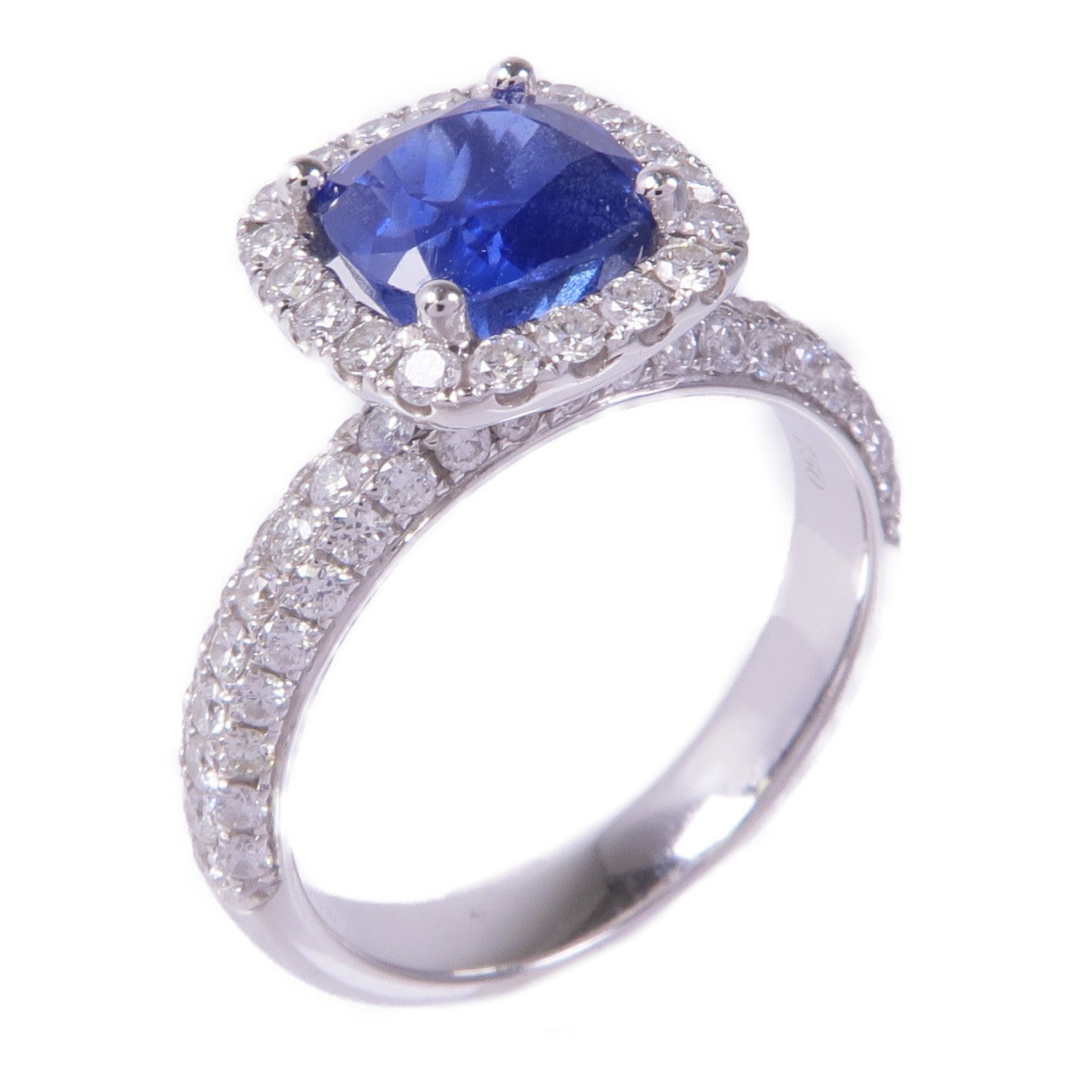 JEWELRY 【激減優惠】18K白金Sapphire Diamond Ring藍寶石/鑽石戒指US#6