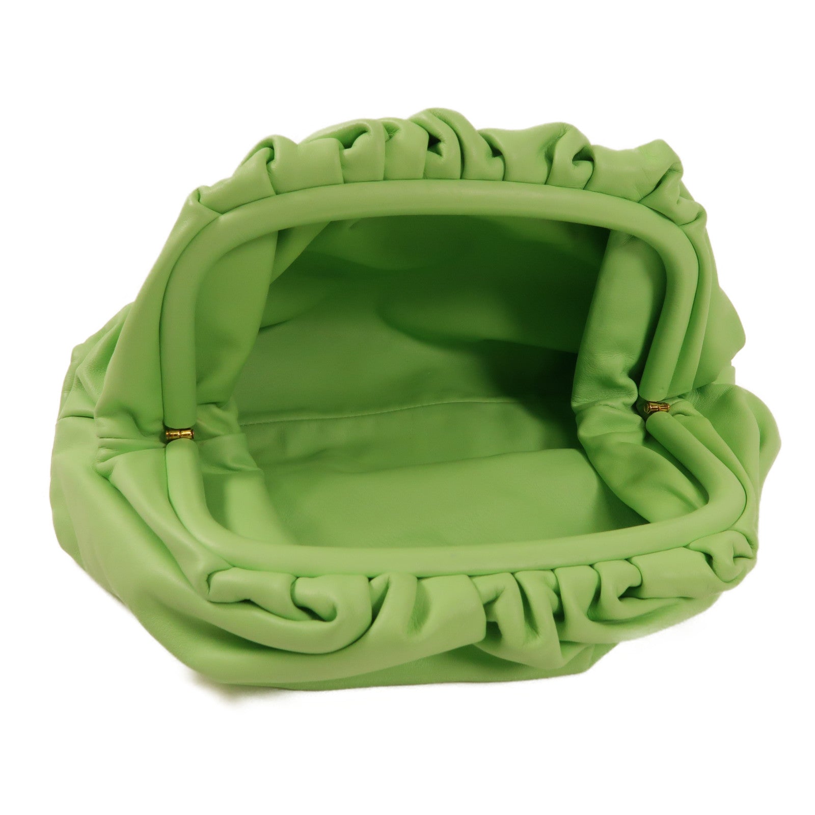 BOTTEGA VENETA BV Clutch Bag Handbag Lambskin Leather Green