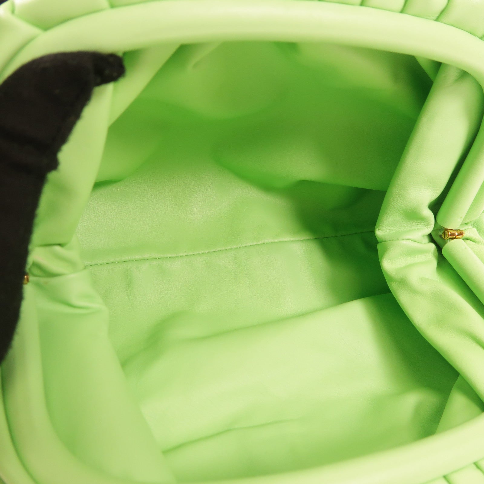 BOTTEGA VENETA BV Clutch Bag Handbag Lambskin Leather Green