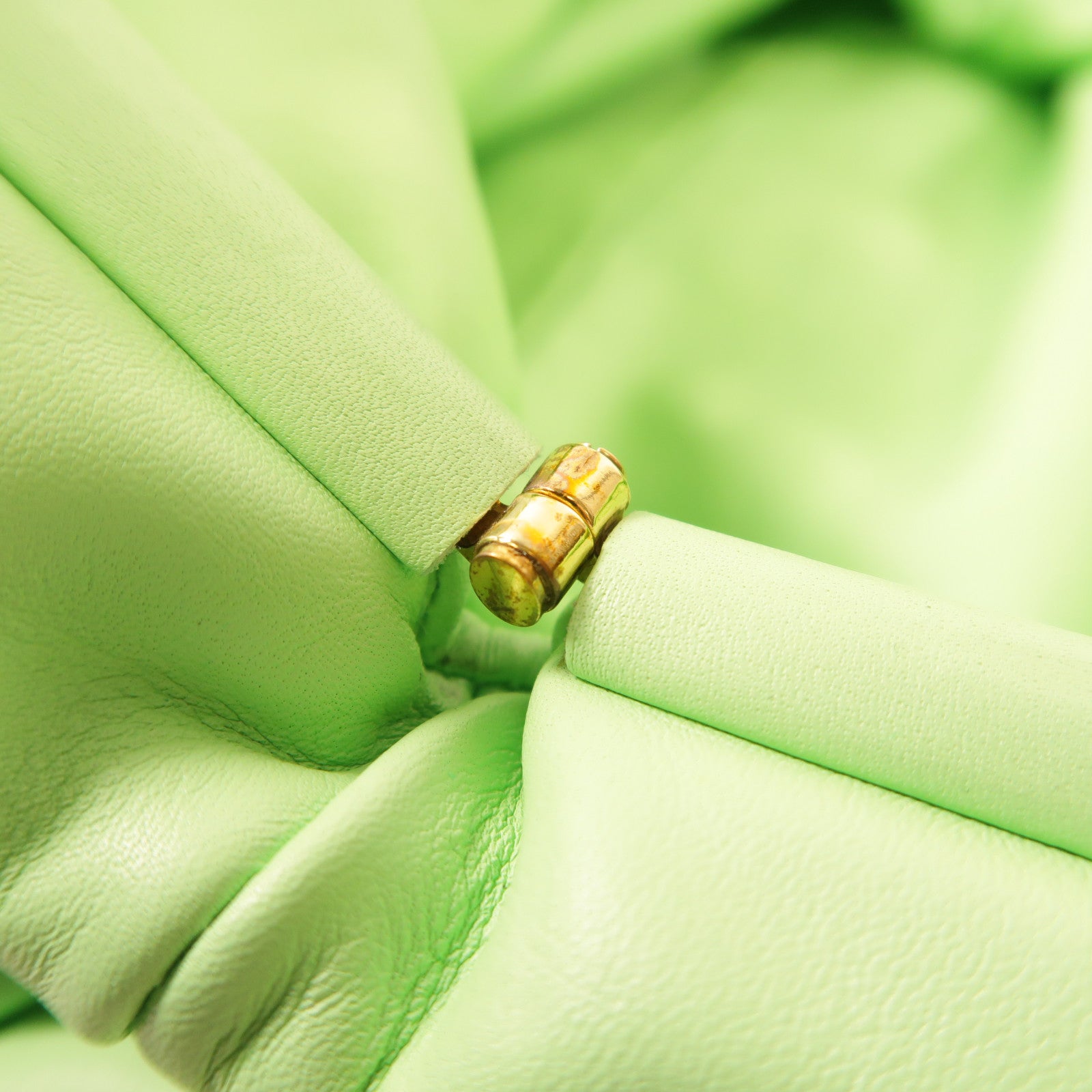 BOTTEGA VENETA BV Clutch Bag Handbag Lambskin Leather Green