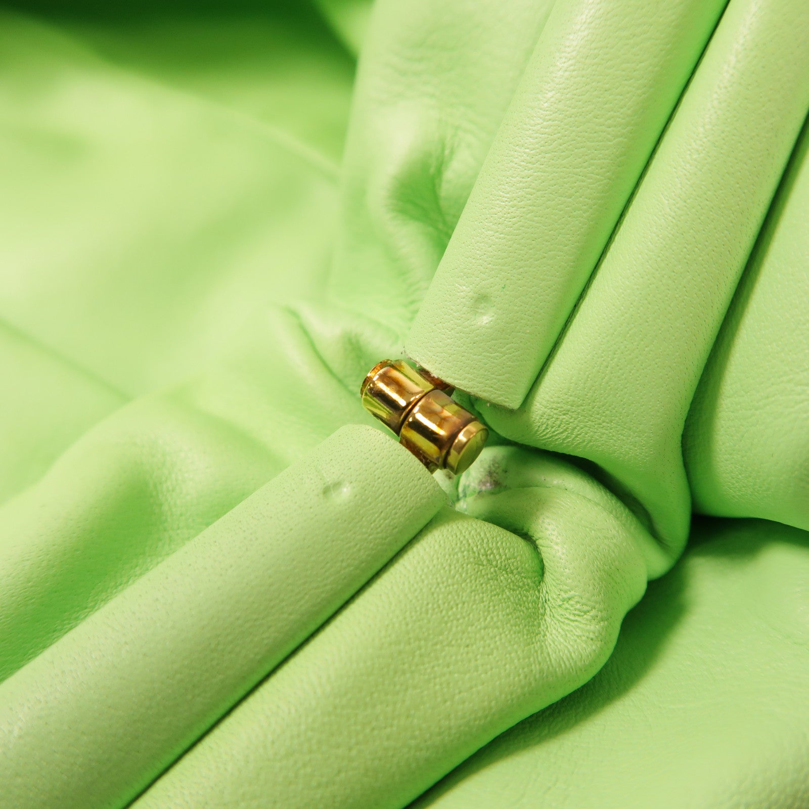 BOTTEGA VENETA BV Clutch Bag Handbag Lambskin Leather Green