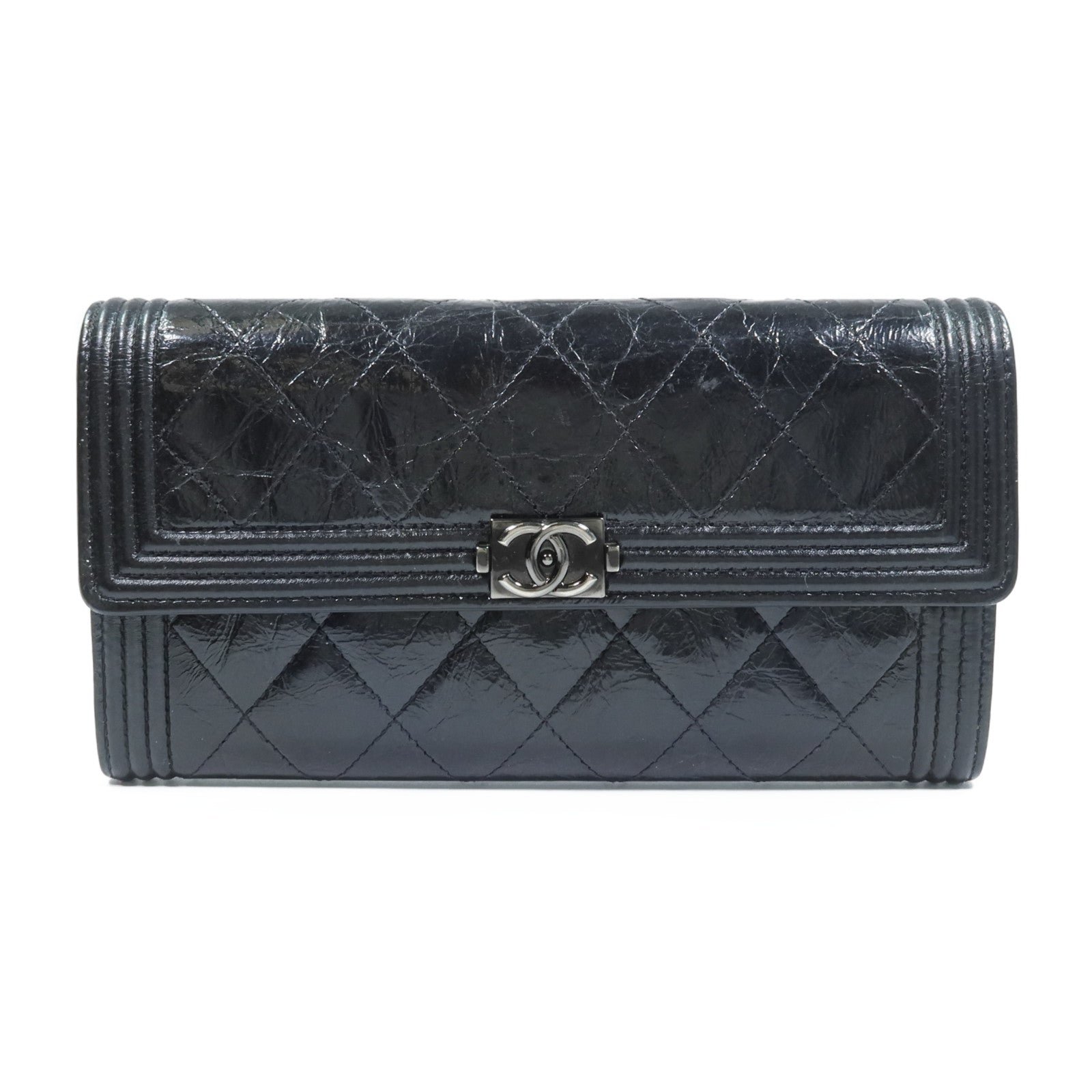 CHANEL 牛皮皮革Boy Long Wallet長錢包