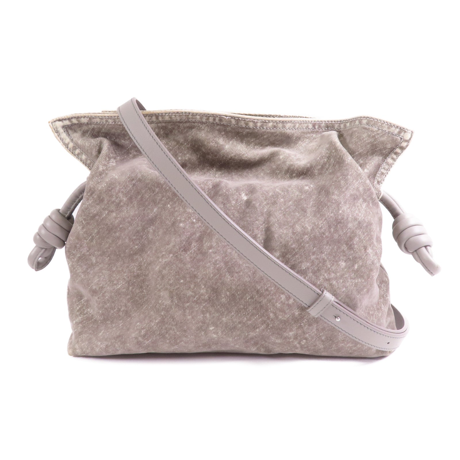 LOEWE 牛仔布Flamenco Clutch銀扣肩背袋