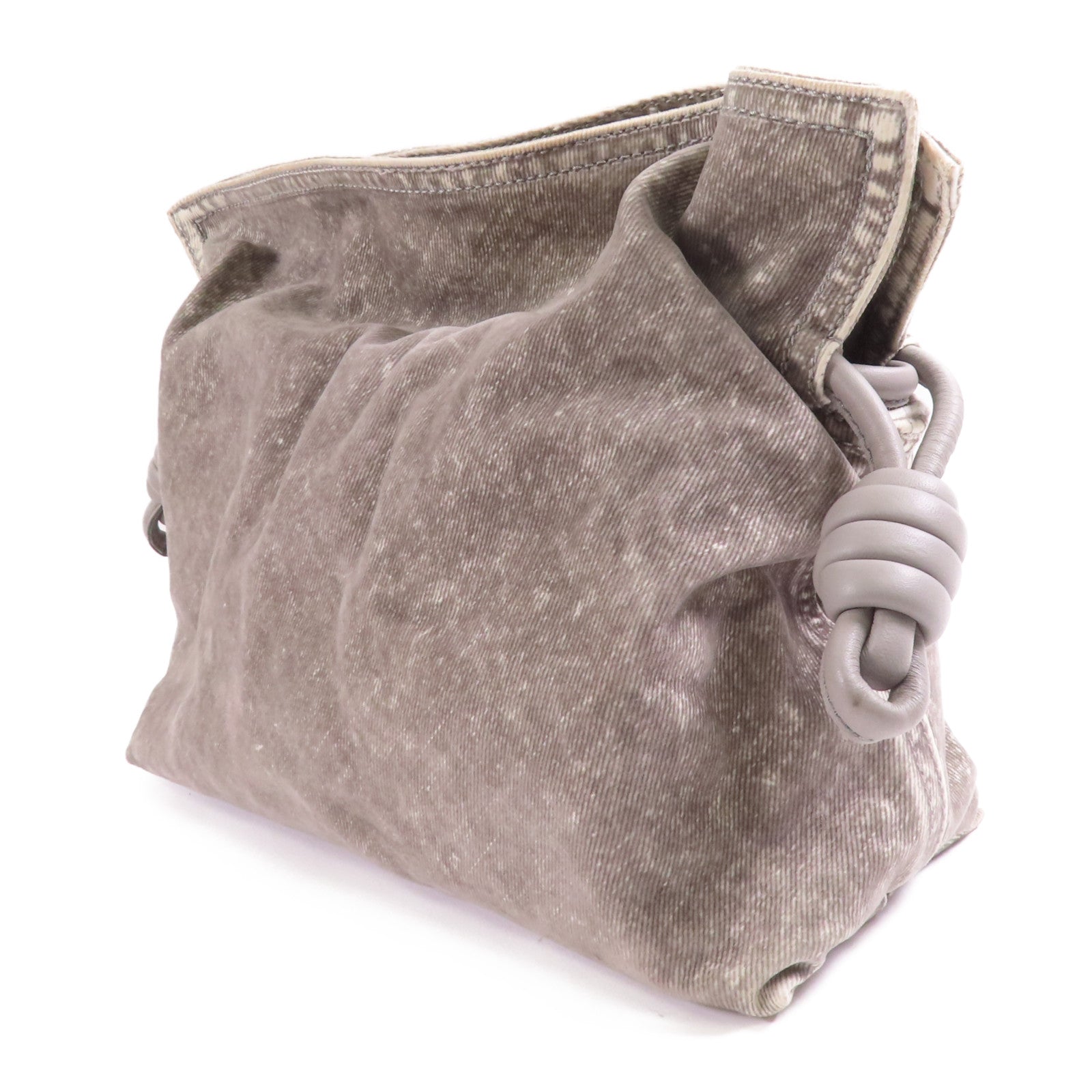 LOEWE 牛仔布Flamenco Clutch銀扣肩背袋