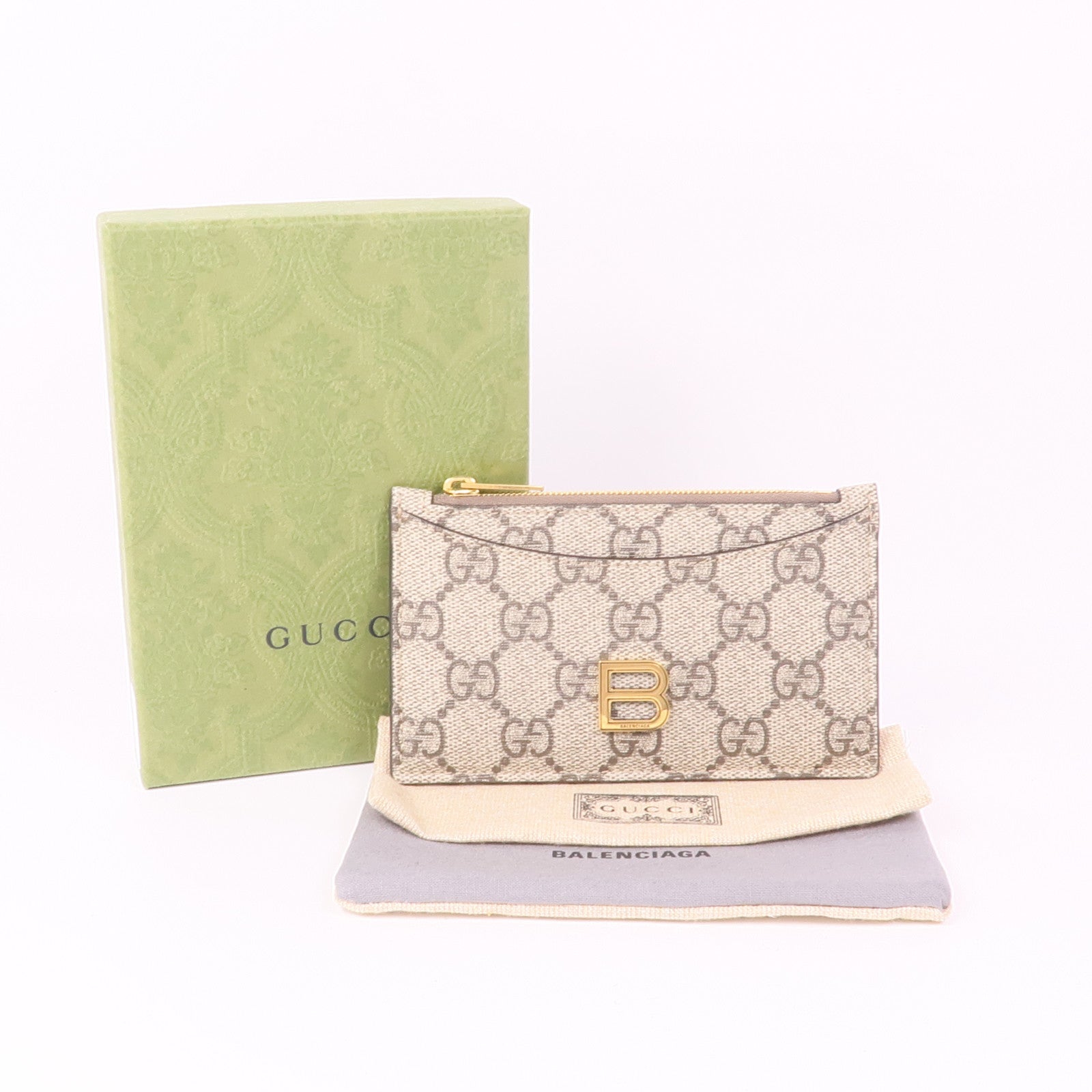 GUCCI 塗層帆布Gucci x Balenciaga Card Case金扣卡片套