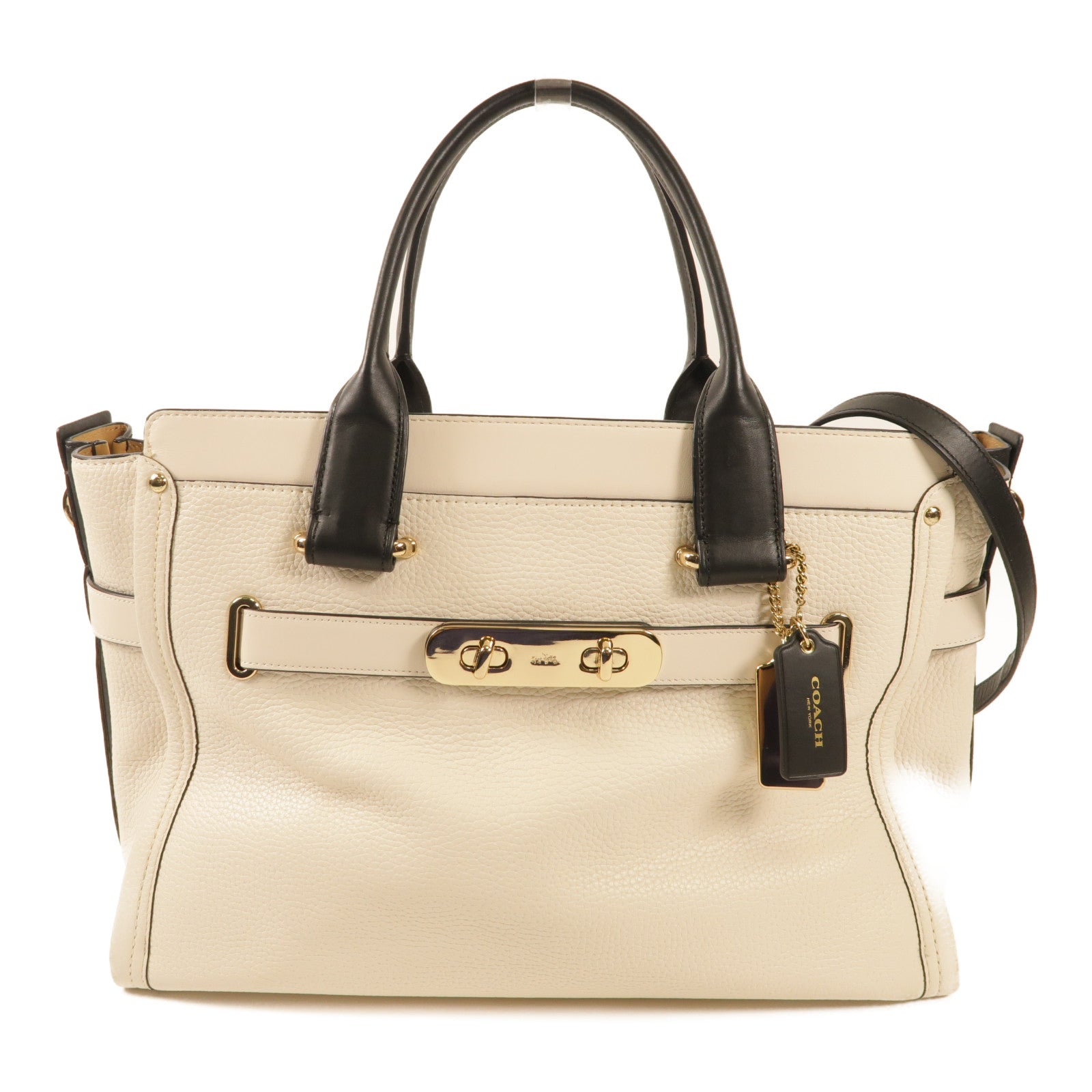 COACH 牛皮皮革Shoulder Bag金扣手挽肩背兩用袋