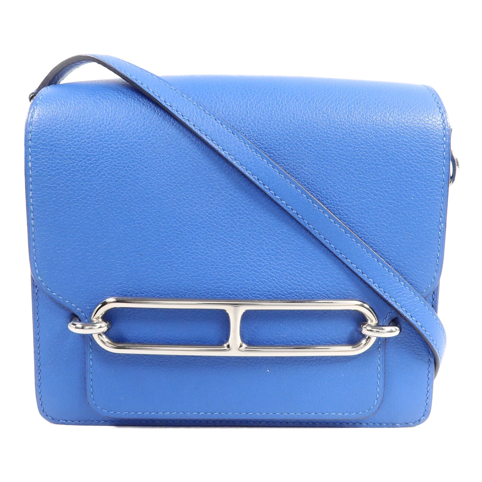 HERMES Evercolor皮革Mini Roulis肩背袋Bleu Hydra
