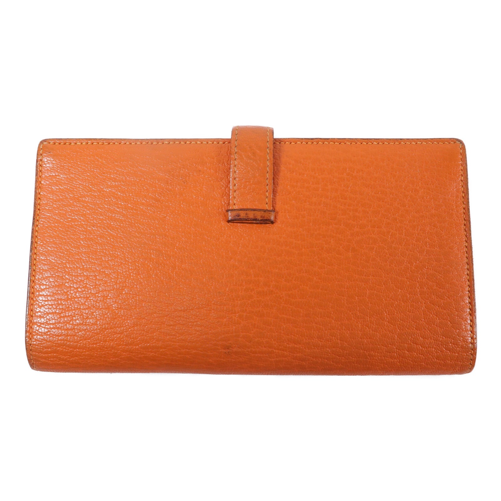 HERMES Chevre皮革Bearn Long Wallet銀包Feu