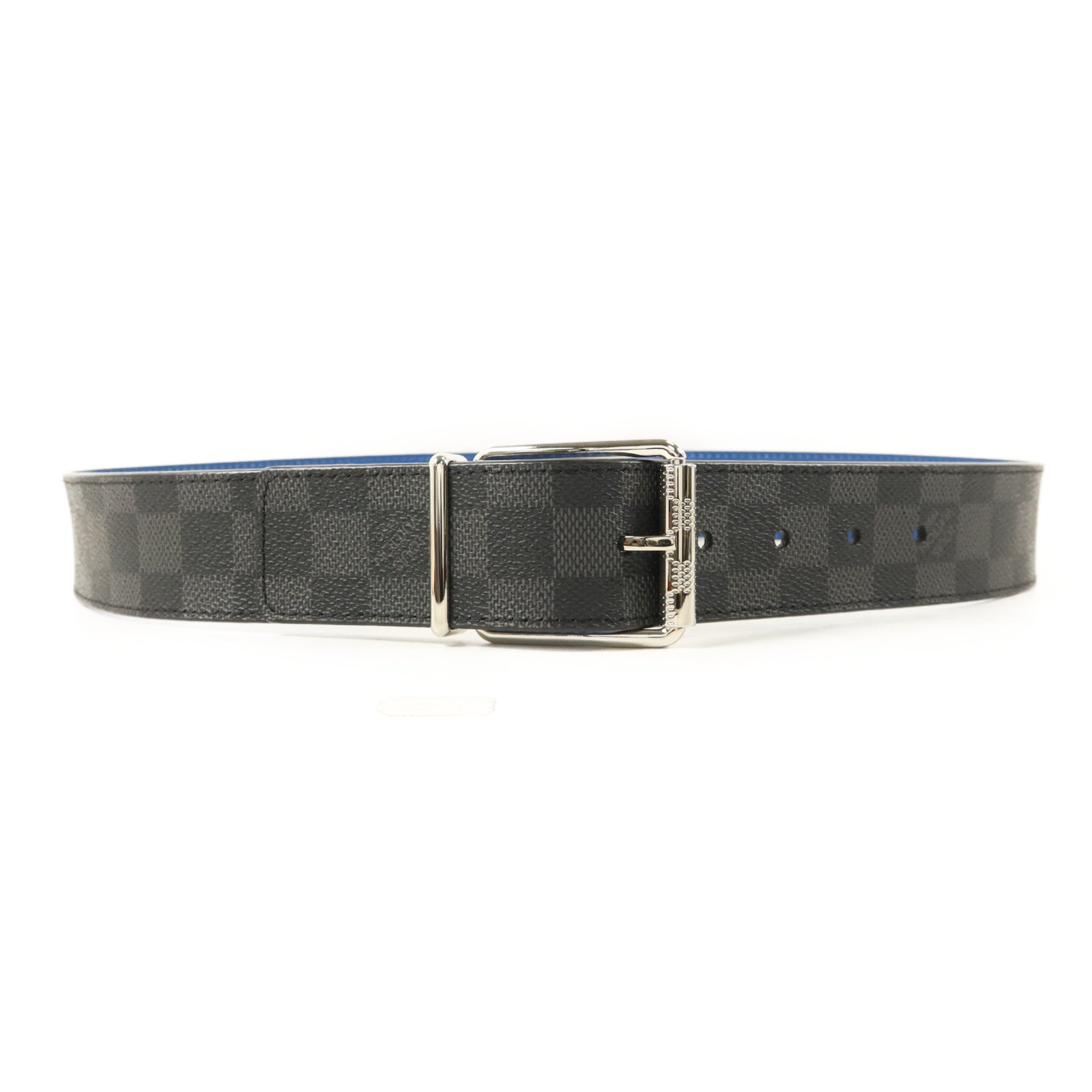 LOUIS VUITTON Damier Graphite Reversible Belt銀扣皮帶