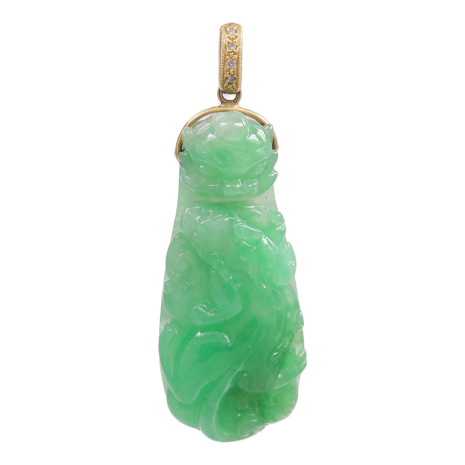 JEWELRY 18K黃金Jade Diamond Pendant Top翡翠/鑽石吊墜