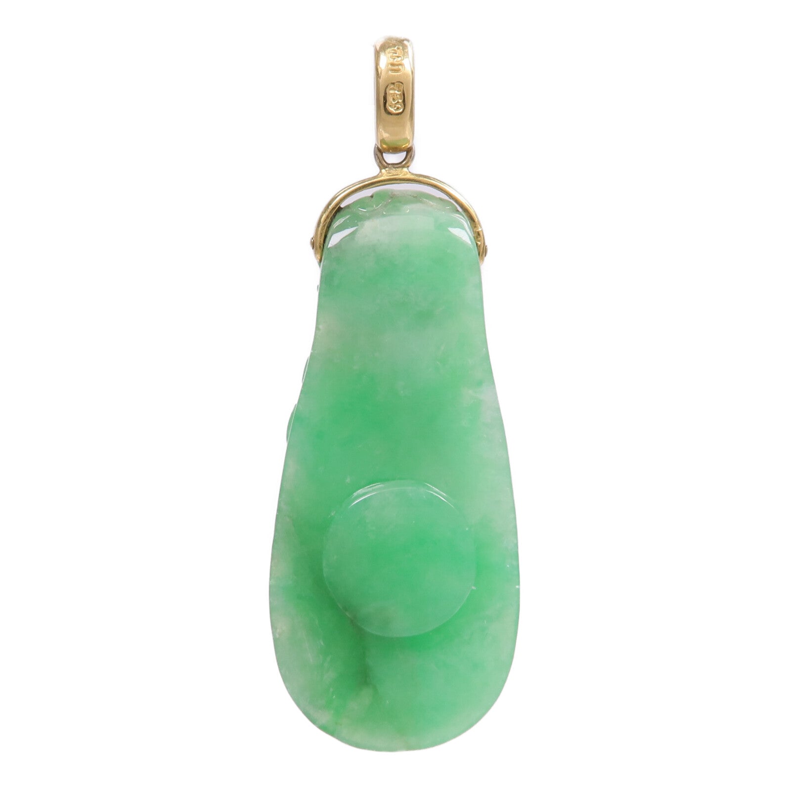 JEWELRY 18K黃金Jade Diamond Pendant Top翡翠/鑽石吊墜