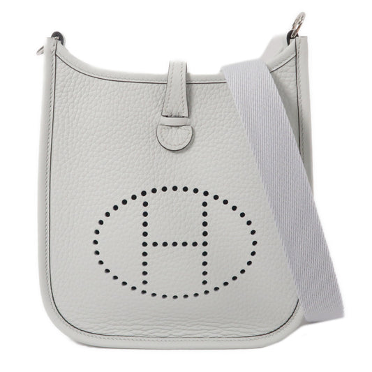 HERMES Clemence皮革Mini Evelyne手挽肩背兩用袋Gris Platine