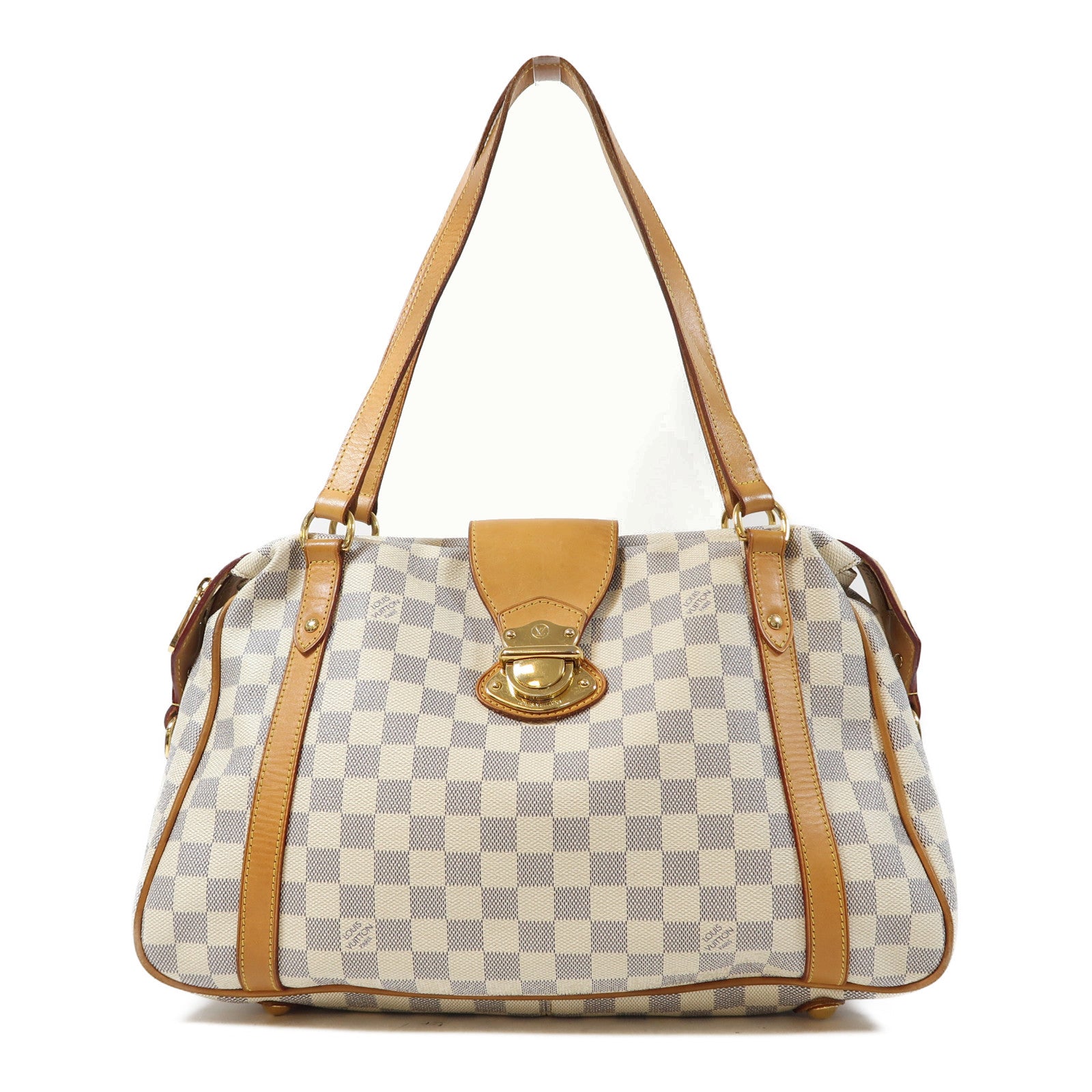 LOUIS VUITTON 【激減優惠】Damier Azur Stresa GM金扣肩背袋白色