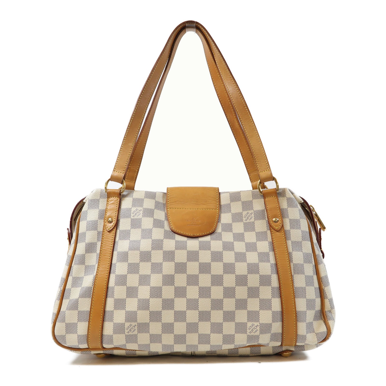 LOUIS VUITTON 【激減優惠】Damier Azur Stresa GM金扣肩背袋白色
