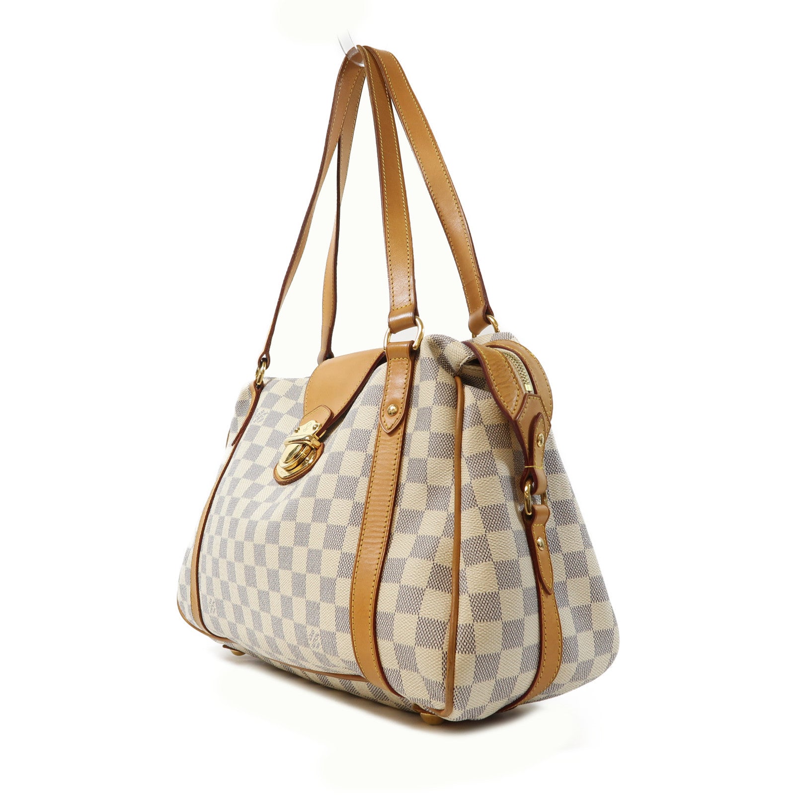 LOUIS VUITTON 【激減優惠】Damier Azur Stresa GM金扣肩背袋白色