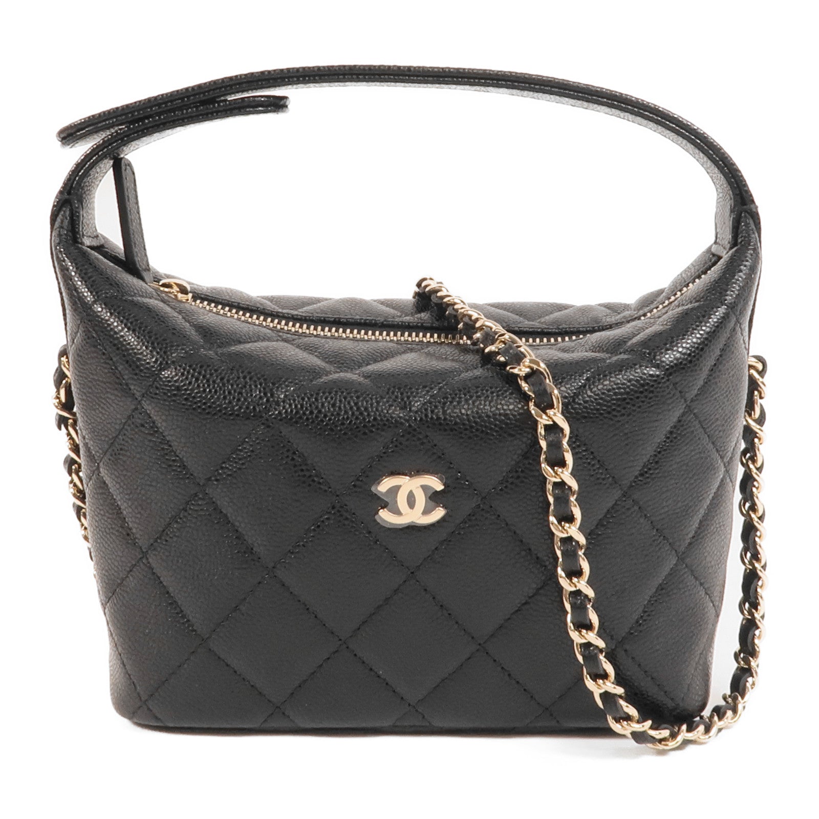 CHANEL 牛皮皮革Chain Shoulder手挽肩背兩用袋