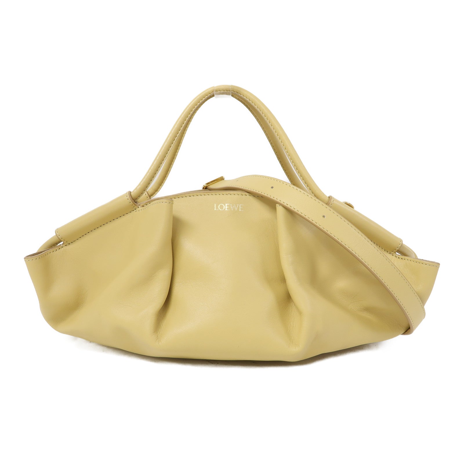 LOEWE 【激減優惠】牛皮皮革Paseo金扣手挽肩背兩用袋黃色