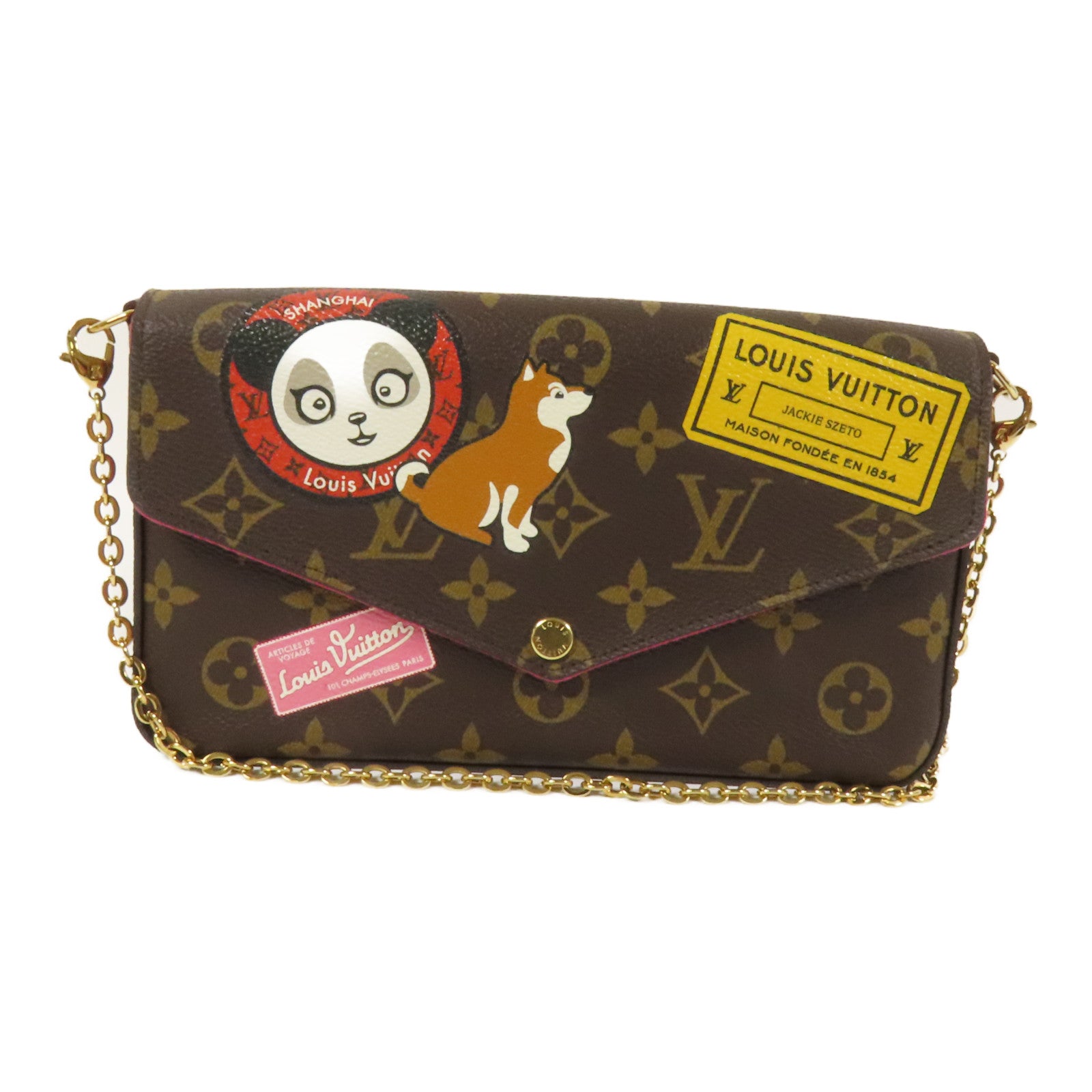 LOUIS VUITTON Monogram Pochette Felicie金扣鏈帶肩背袋