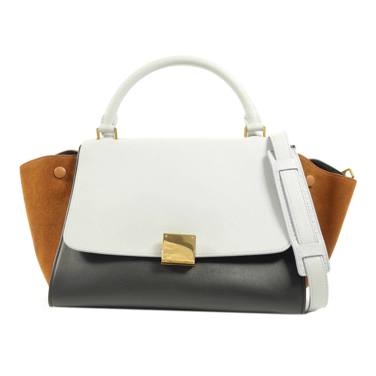 CELINE 牛皮皮革/麂皮皮革Trapeze金扣手挽肩背兩用袋