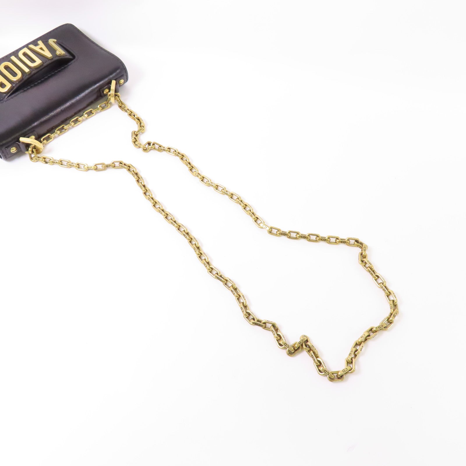 Dior CD GHW J'ADior Chain Shoulder Bag Calfskin Leather Black