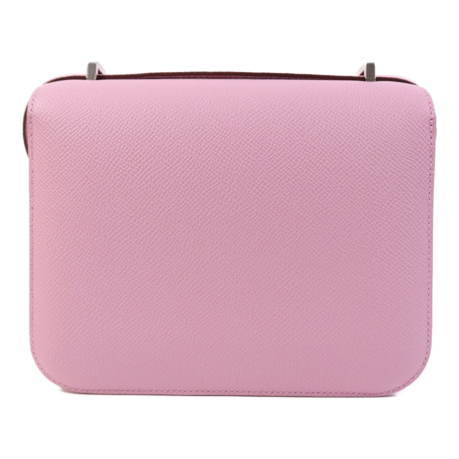 HERMES Epsom皮革Constance Mini銀扣肩背袋Mauve Sylvestre