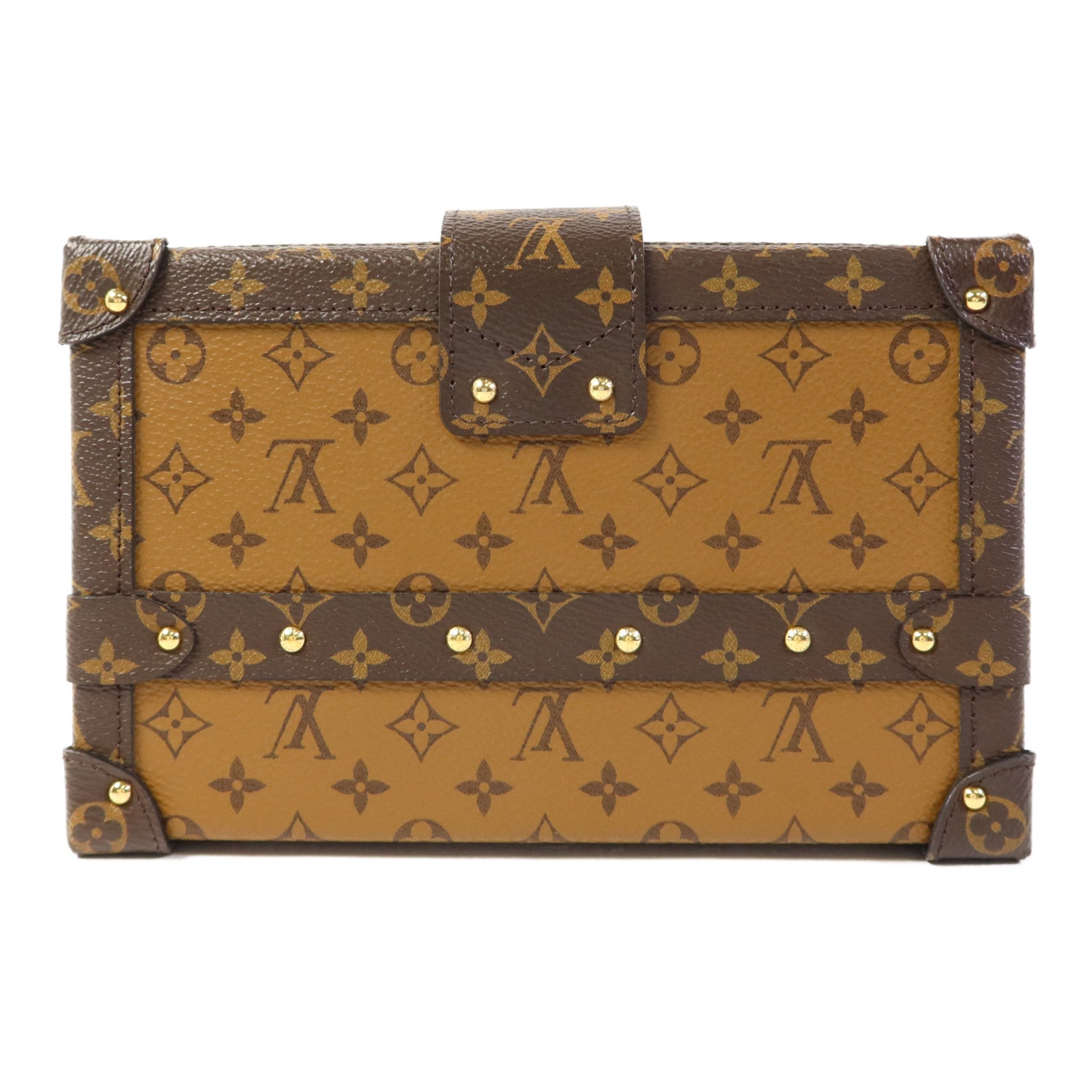 LOUIS VUITTON Monogram Reverse Petite Malle金扣肩背袋