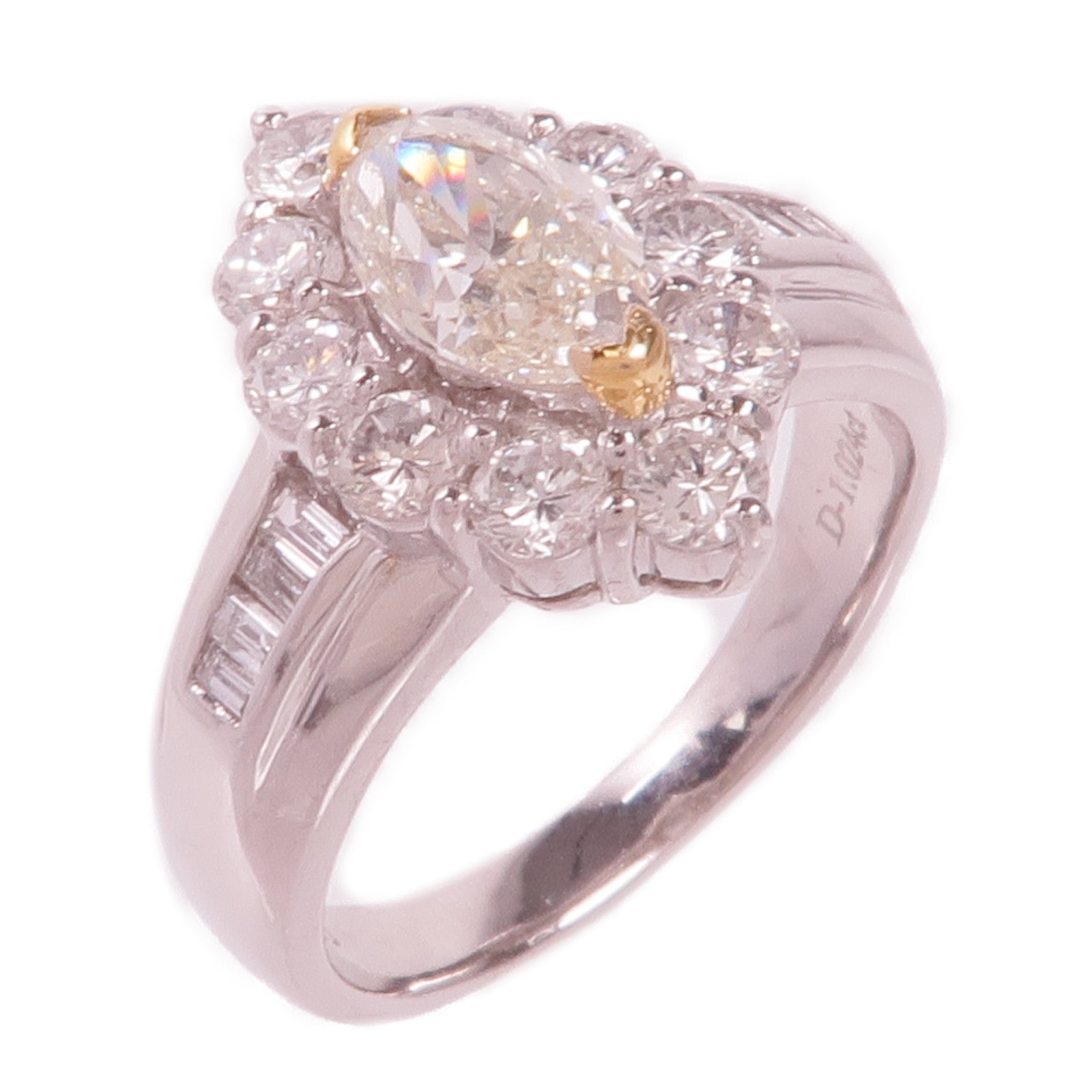 JEWELRY PT900鉑金/18K黃金Diamond Ring鑽石戒指US#6.75