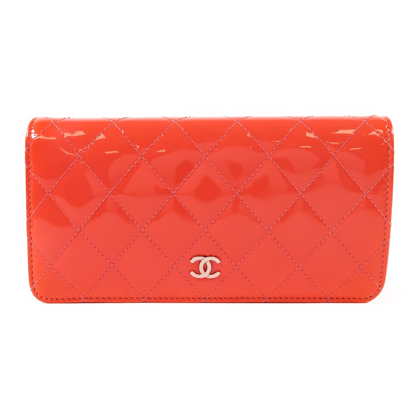 CHANEL 漆皮皮革Long Wallet銀扣長錢包