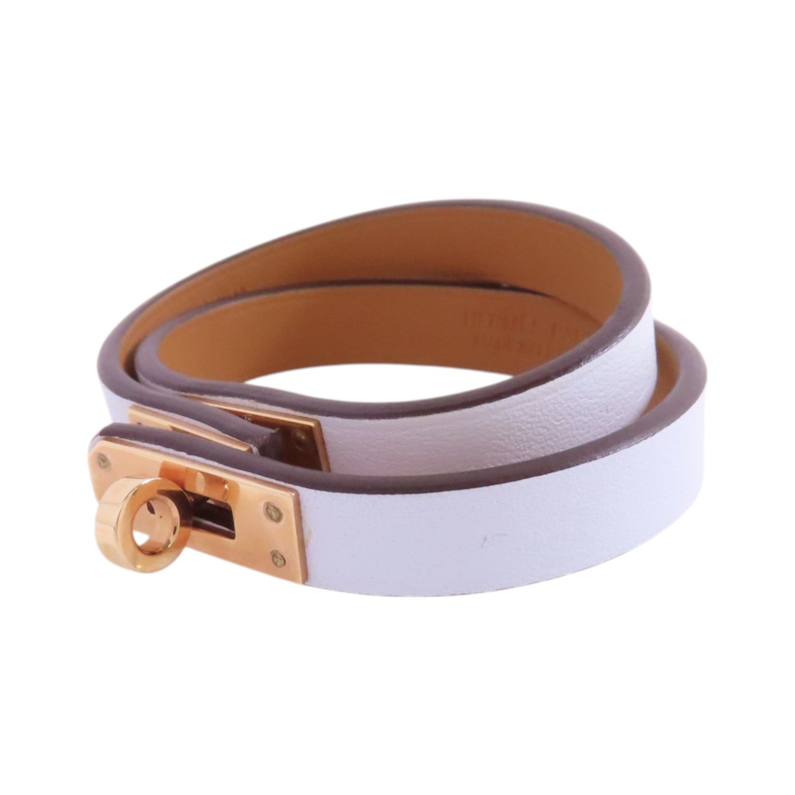 HERMES GHW Kelly Double Tour Bracelet Bangle Swift Leather