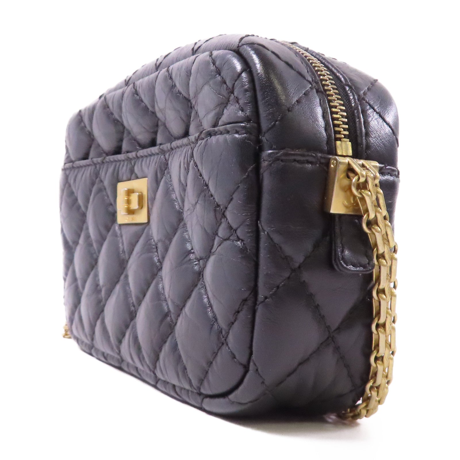 CHANEL 皮革Chain Shoulder金扣鏈帶肩背袋