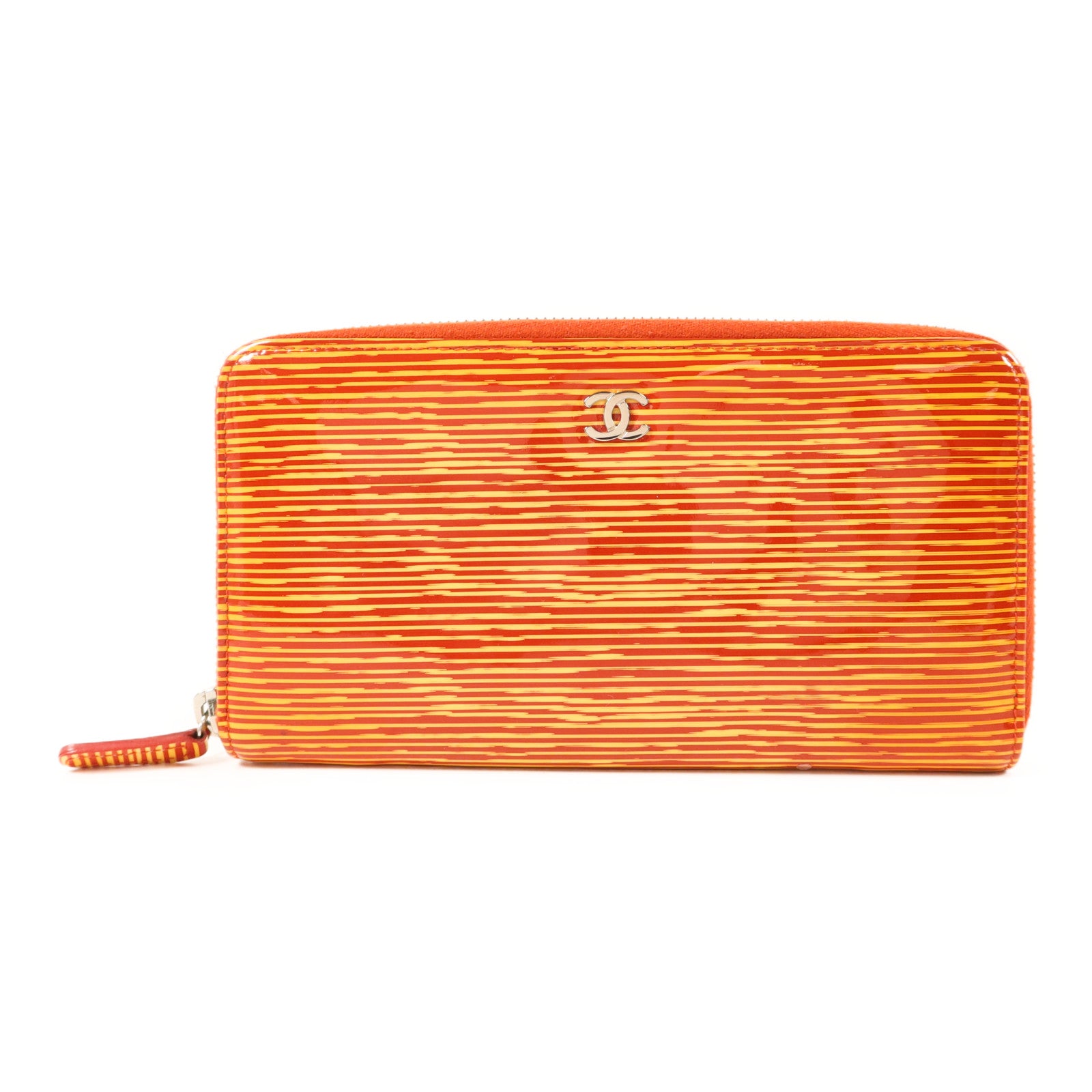 CHANEL 漆皮皮革Long Round Wallet銀扣長錢包