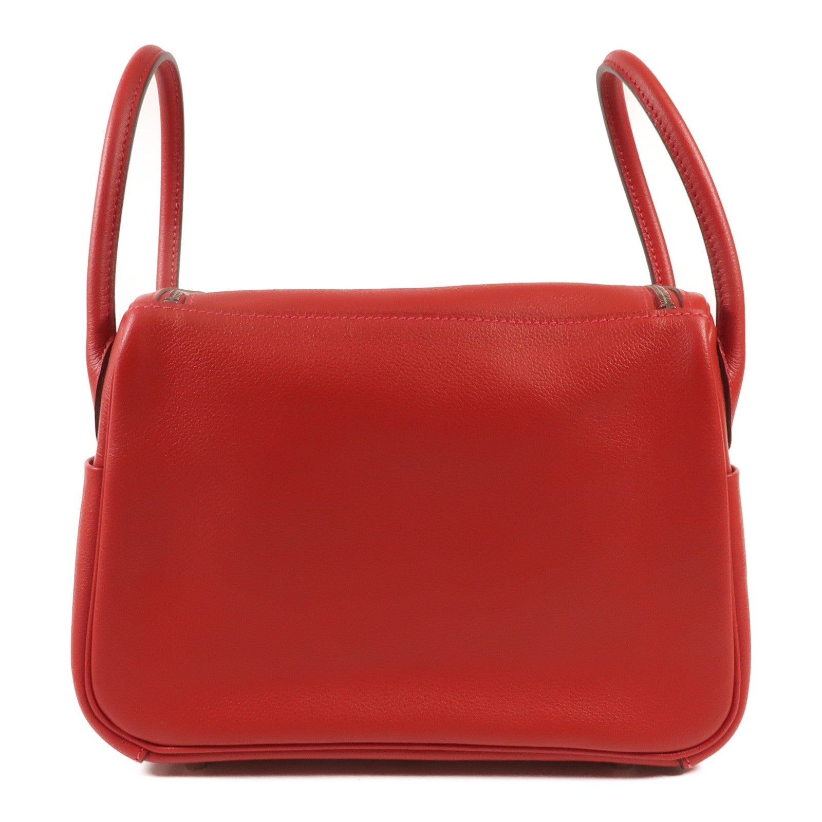 HERMES 【Hermes Fair】Evercolor皮革Lindy 26銀扣手挽肩背兩用袋Rouge de Coeur