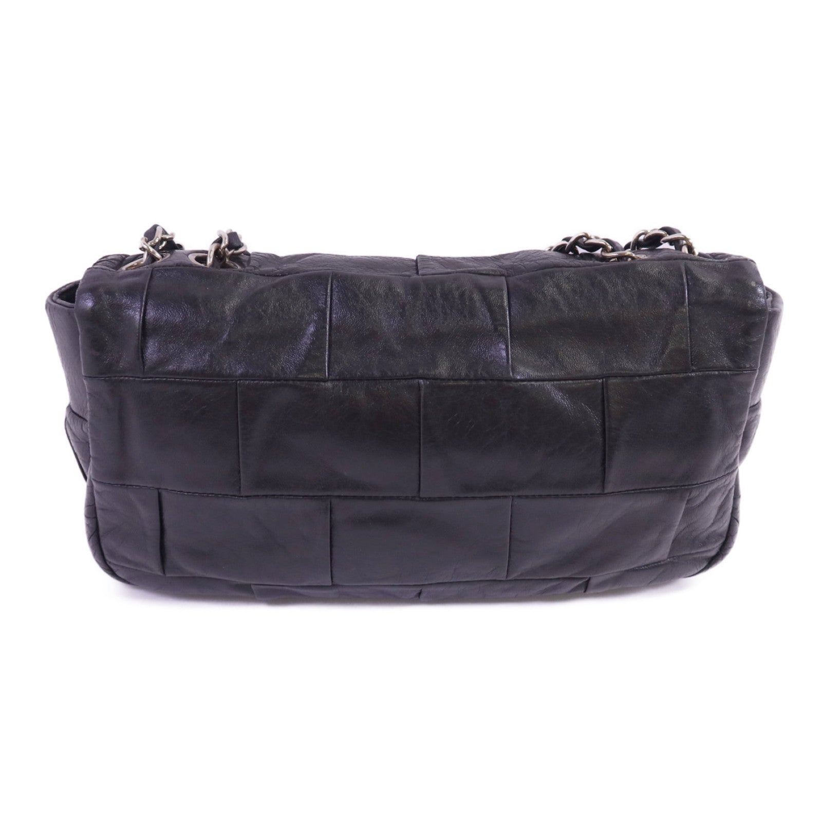 CHANEL 牛皮皮革Chain Shoulder銀扣鏈帶肩背袋