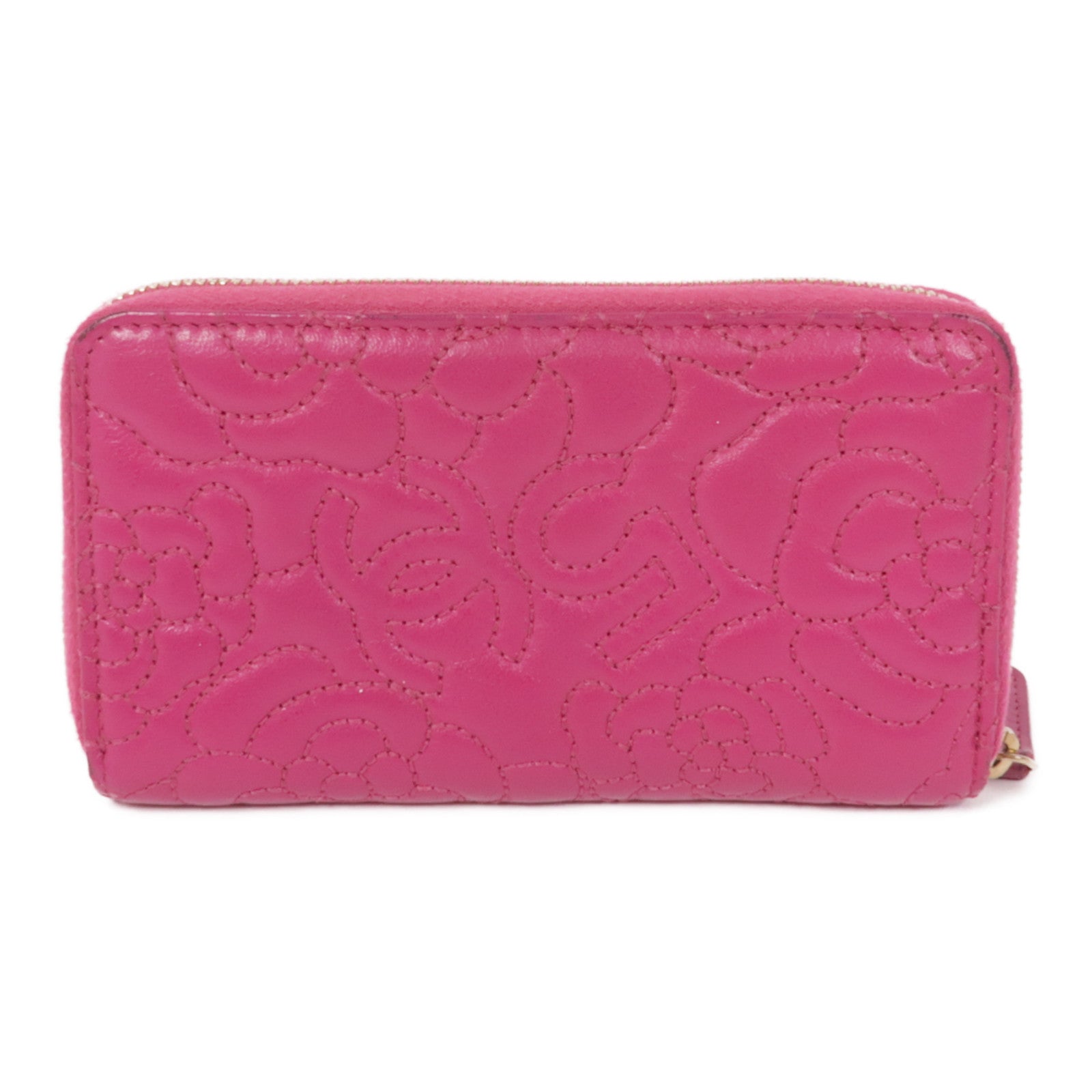 CHANEL 皮革Zipper Wallet金扣錢包