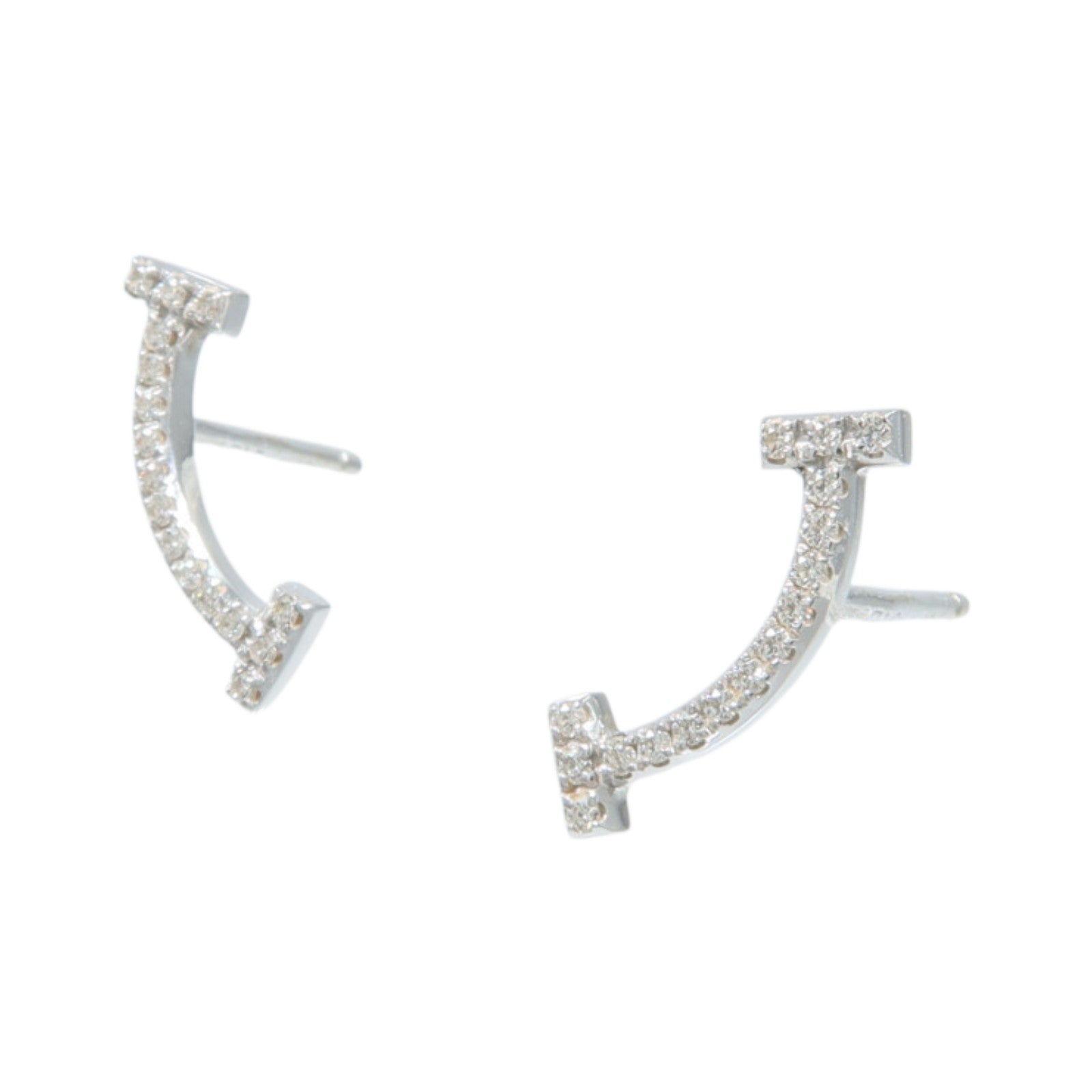 TIFFANY&CO 18K白金T Smile鑽石耳環