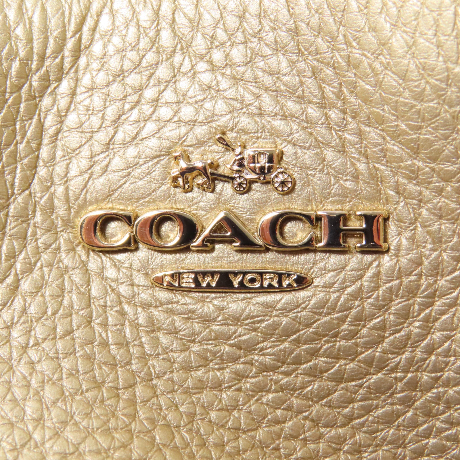 COACH 牛皮皮革Shoulder Bag金扣手挽袋金色