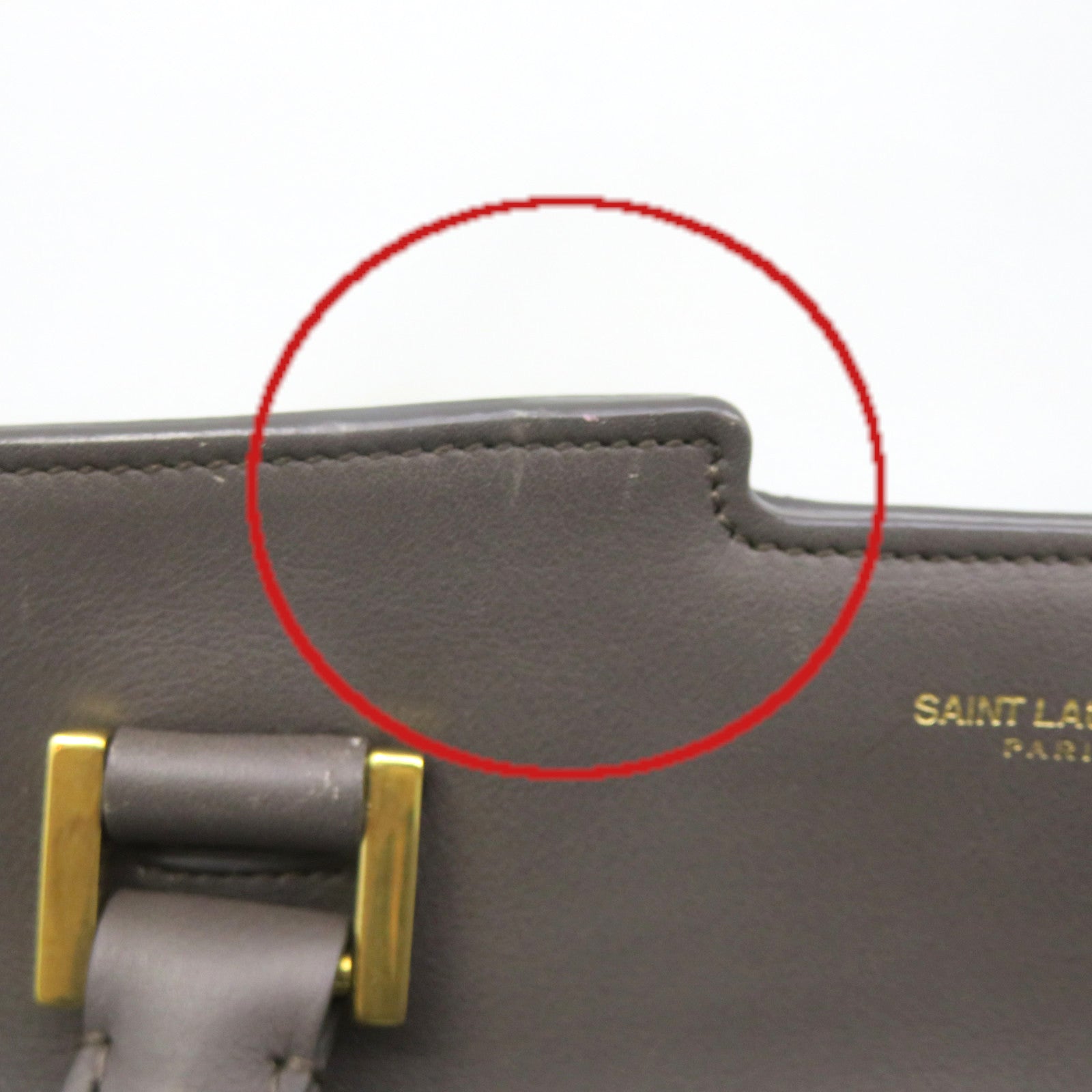 YVES SAINT LAURENT Cabas Y Hand Bag in cowhide leather gray