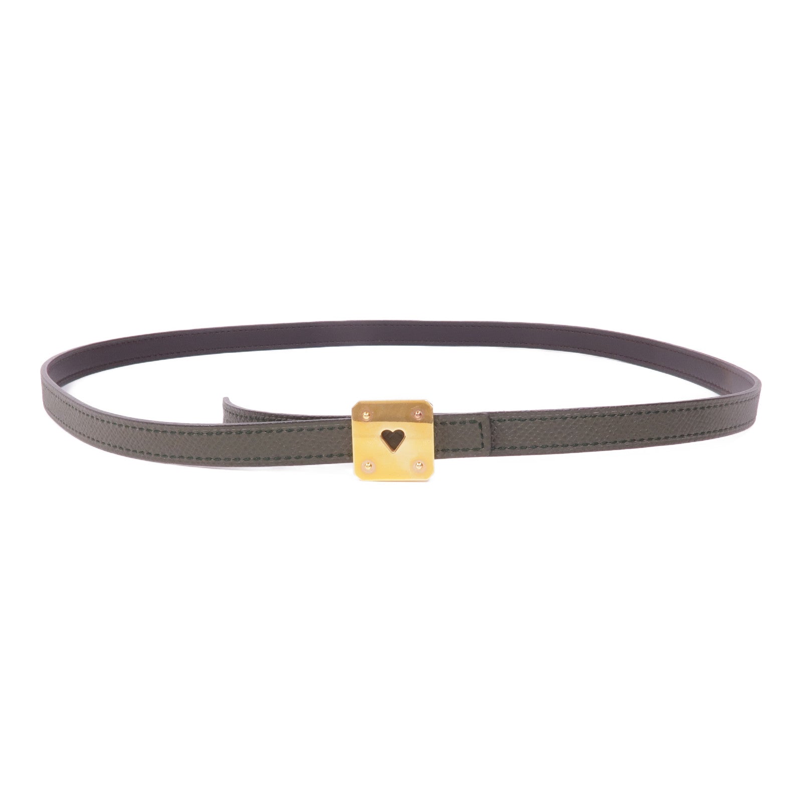 HERMES GHW Belt Veau Epsom Leather Dark Green