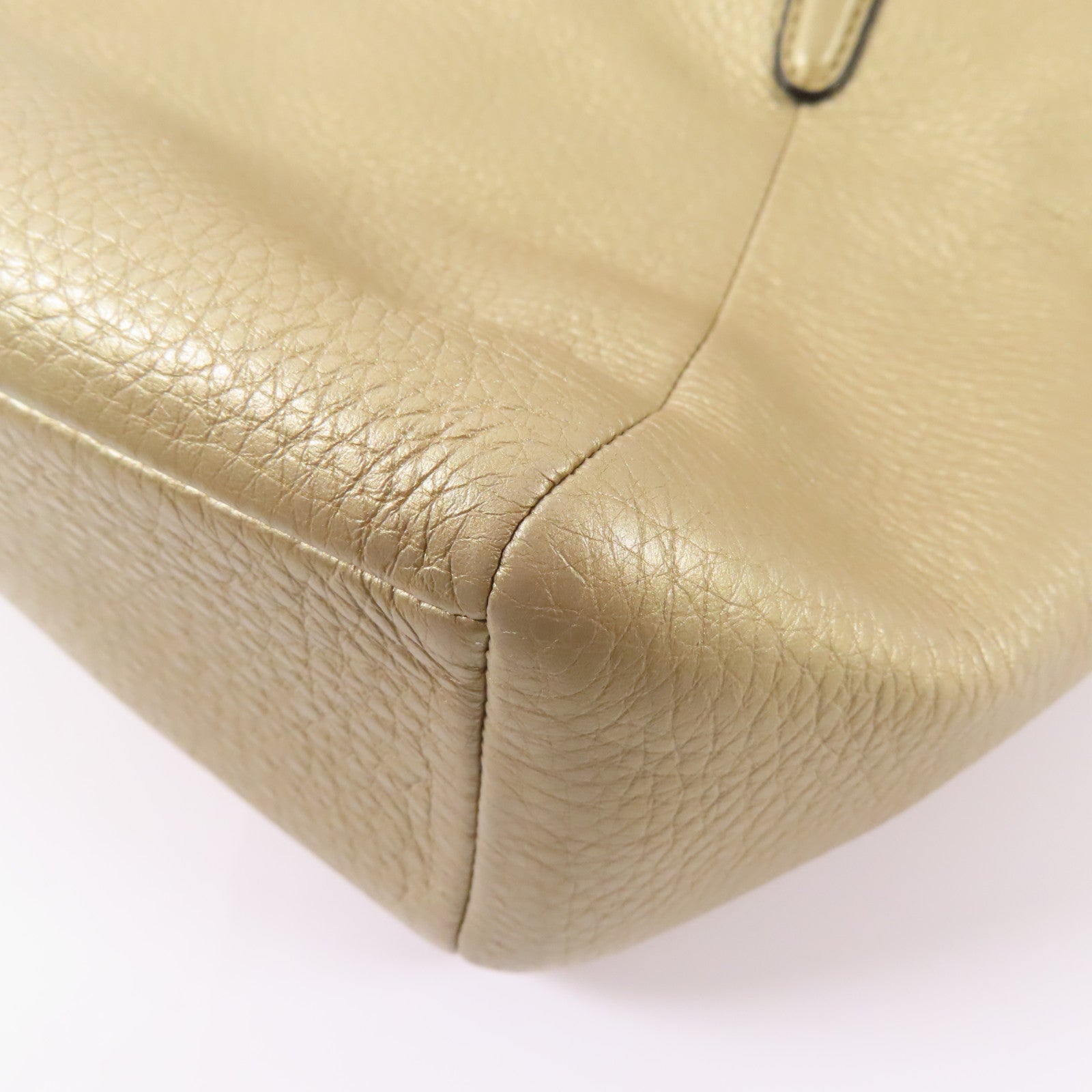 COACH 牛皮皮革Shoulder Bag金扣手挽袋金色