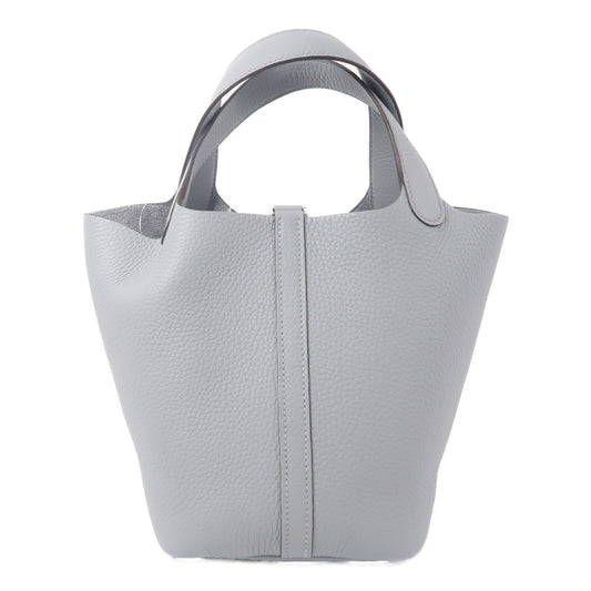 HERMES Clemence皮革Picotin PM手挽袋Gris Pantin