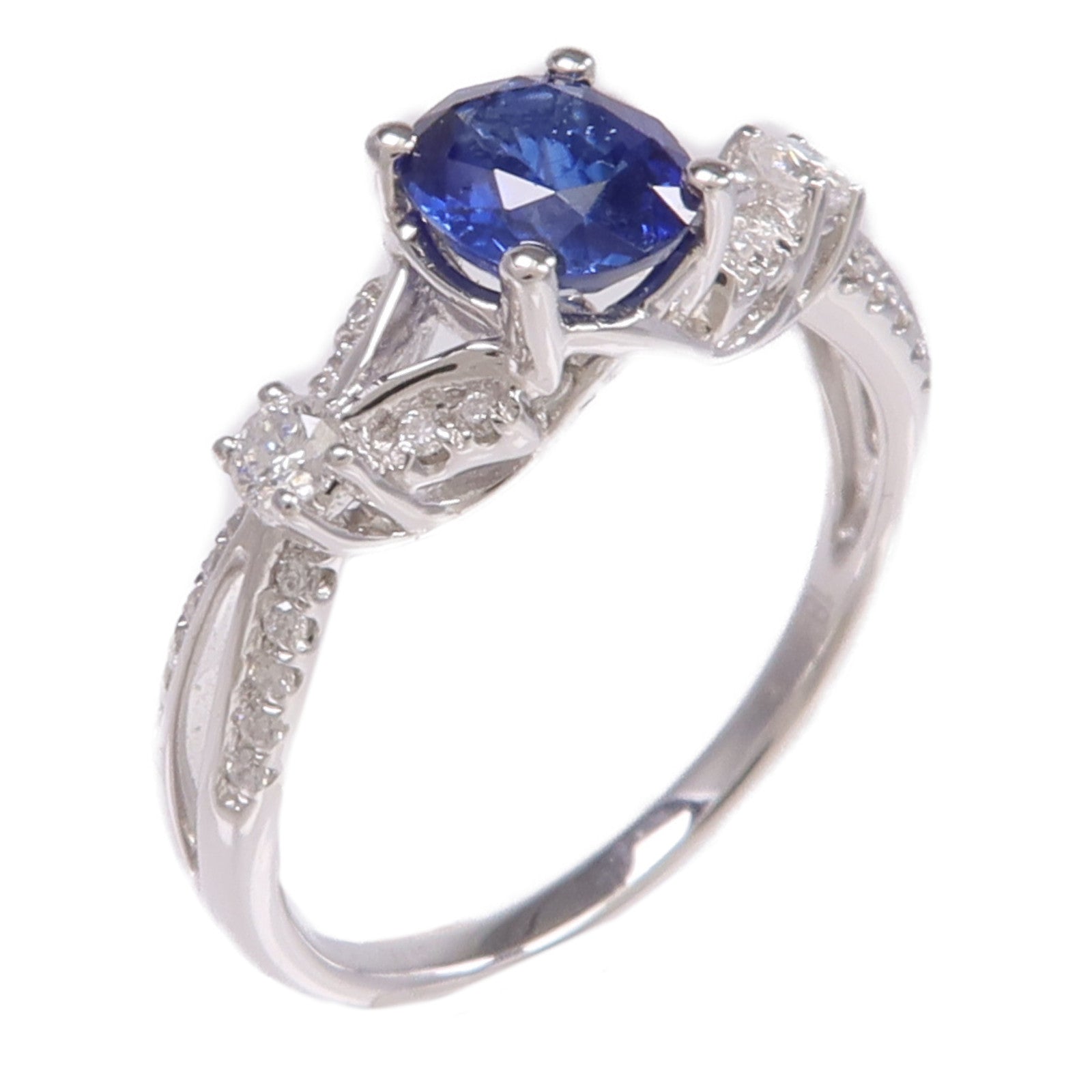 JEWELRY 18K白金Sapphire Diamond Ring藍寶石/鑽石戒指