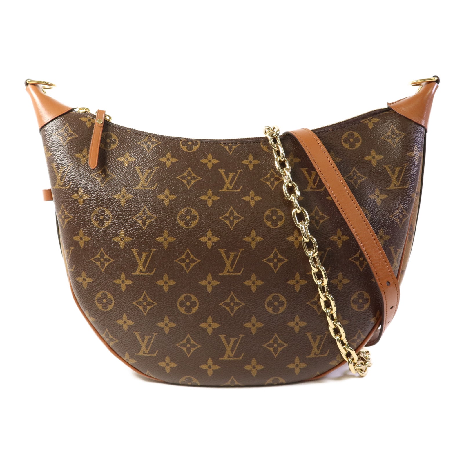 LOUIS VUITTON Monogram Reverse Loop Hobo金扣手挽肩背兩用袋棕色