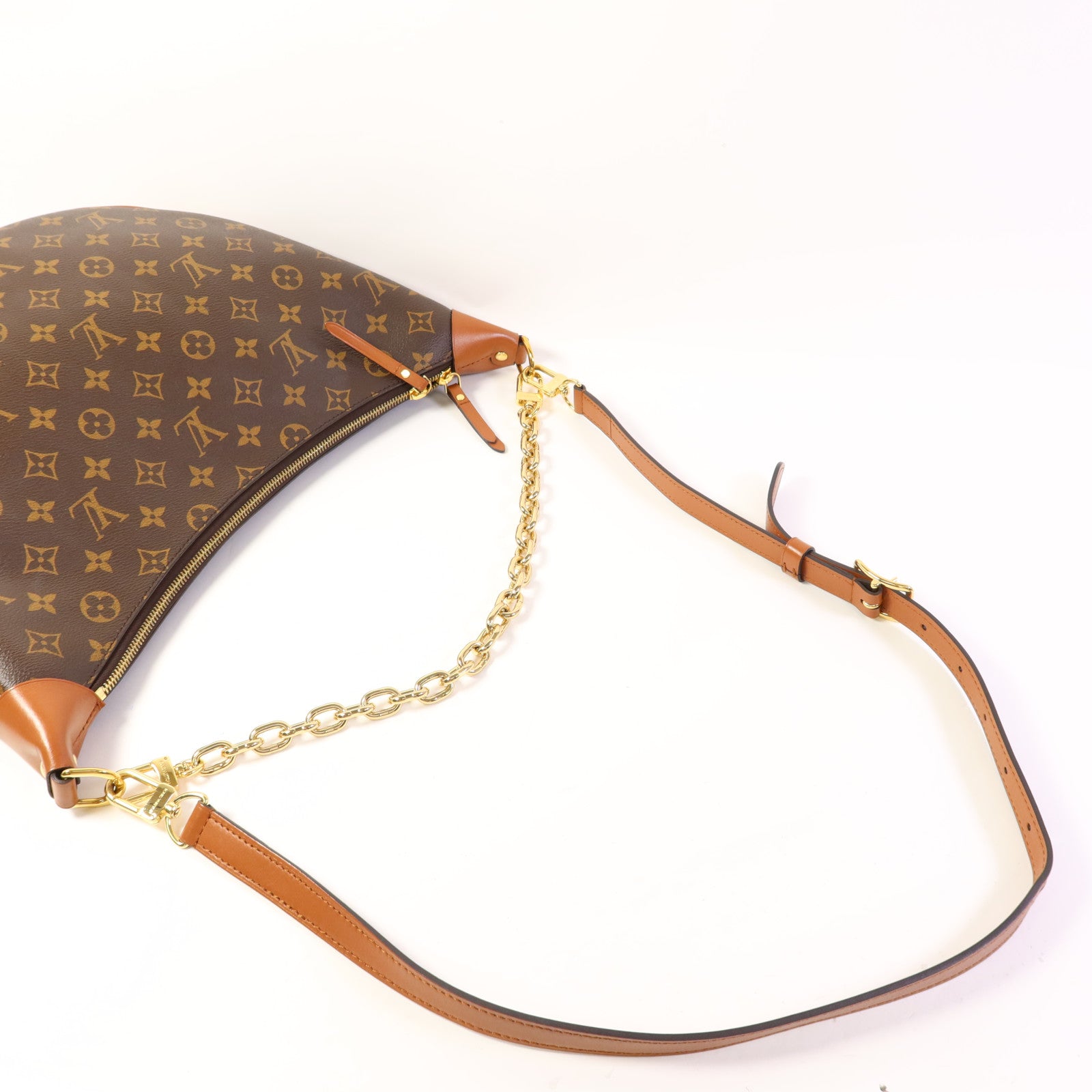 LOUIS VUITTON Monogram Reverse Loop Hobo金扣手挽肩背兩用袋棕色