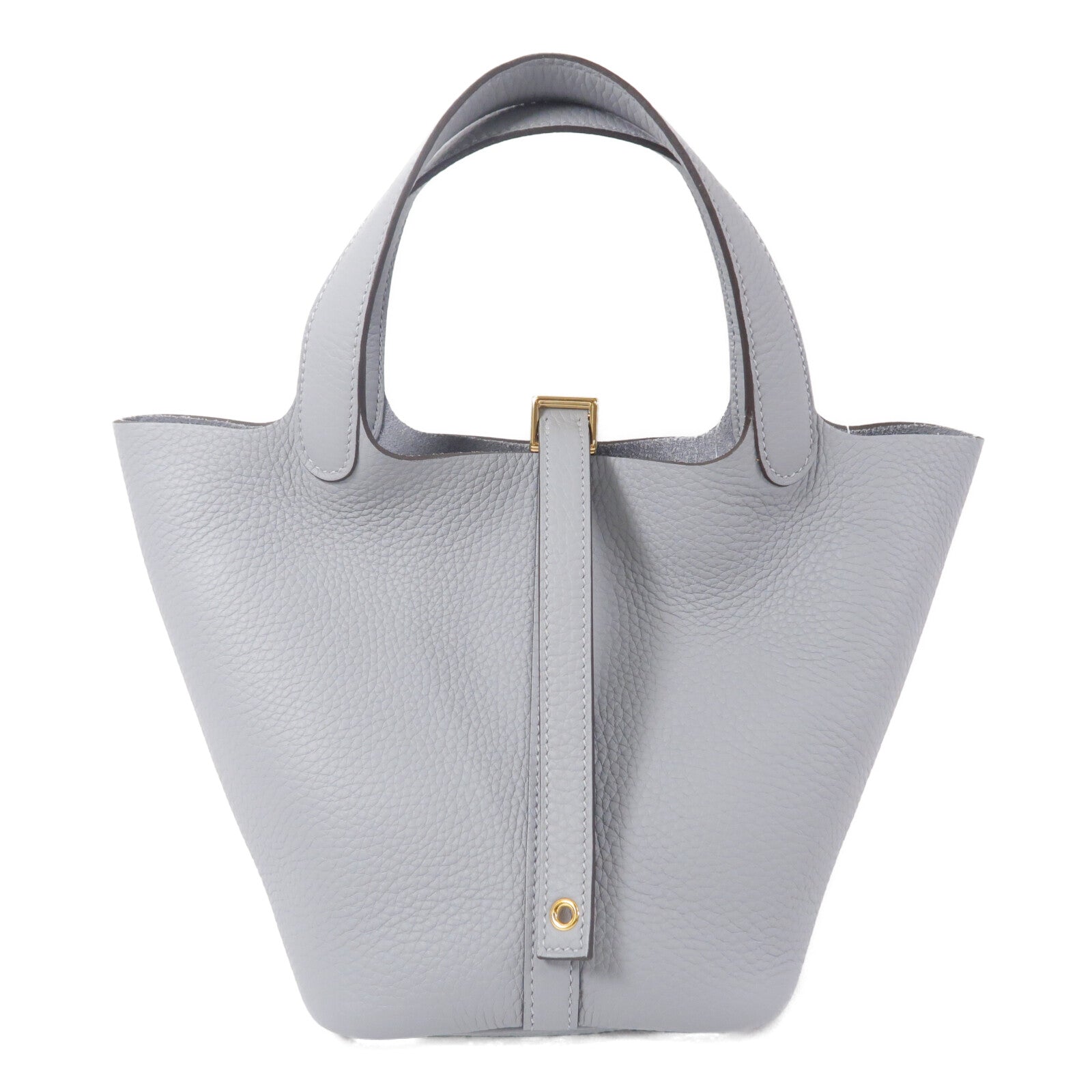 HERMES Clemence皮革Picotin PM手挽袋Gris Pantin