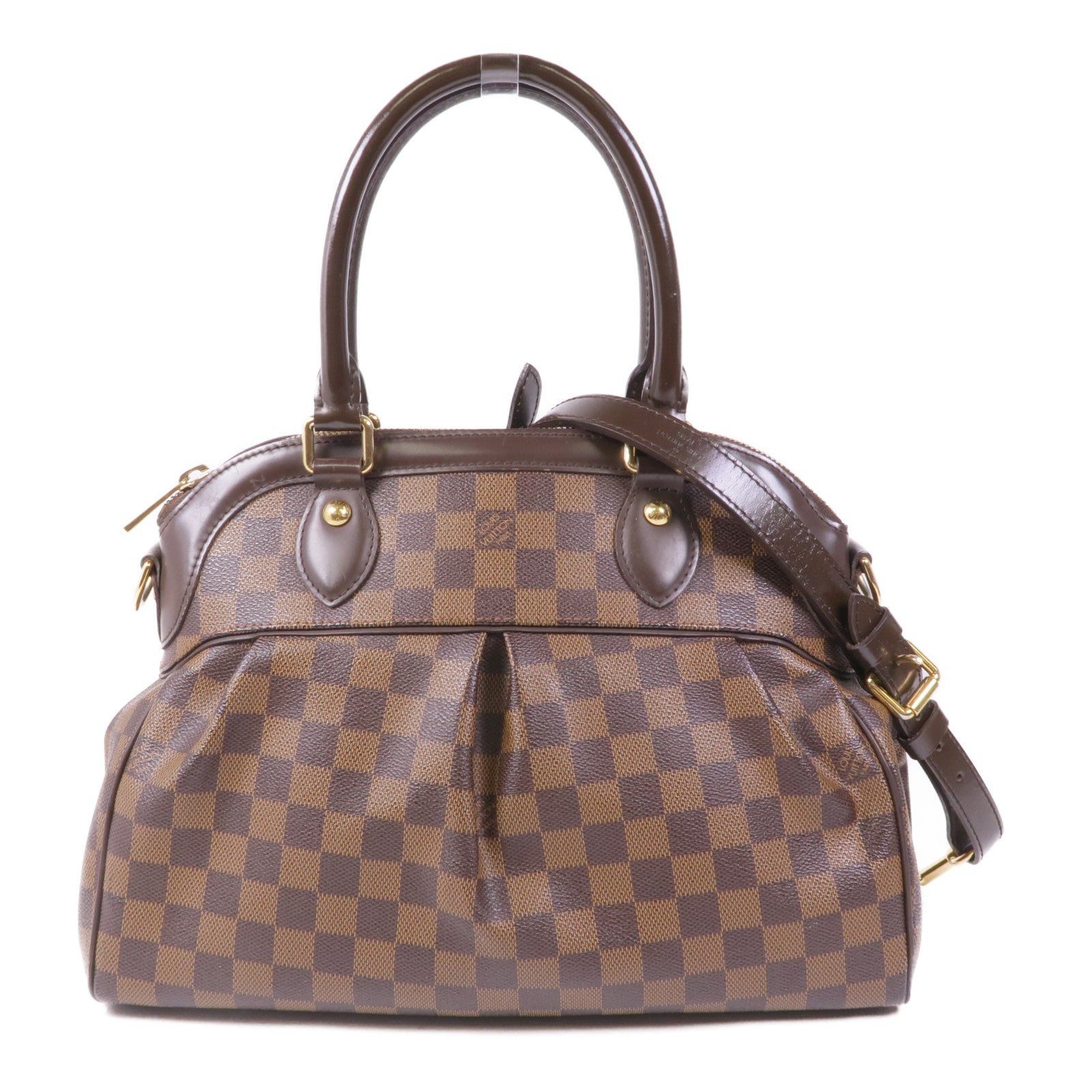 LOUIS VUITTON Damier Trevi金扣手挽肩背兩用袋棕色