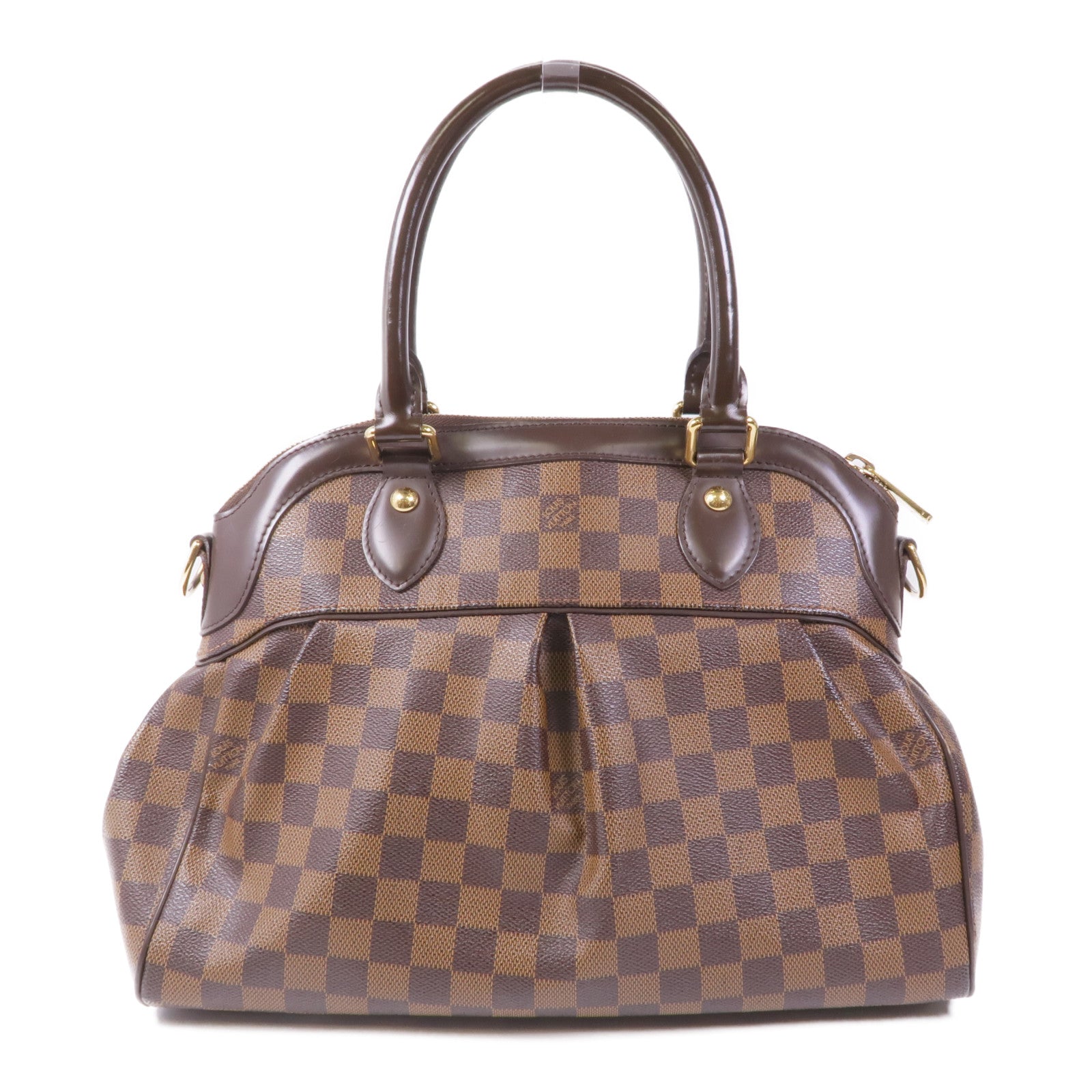 LOUIS VUITTON Damier Trevi金扣手挽肩背兩用袋棕色