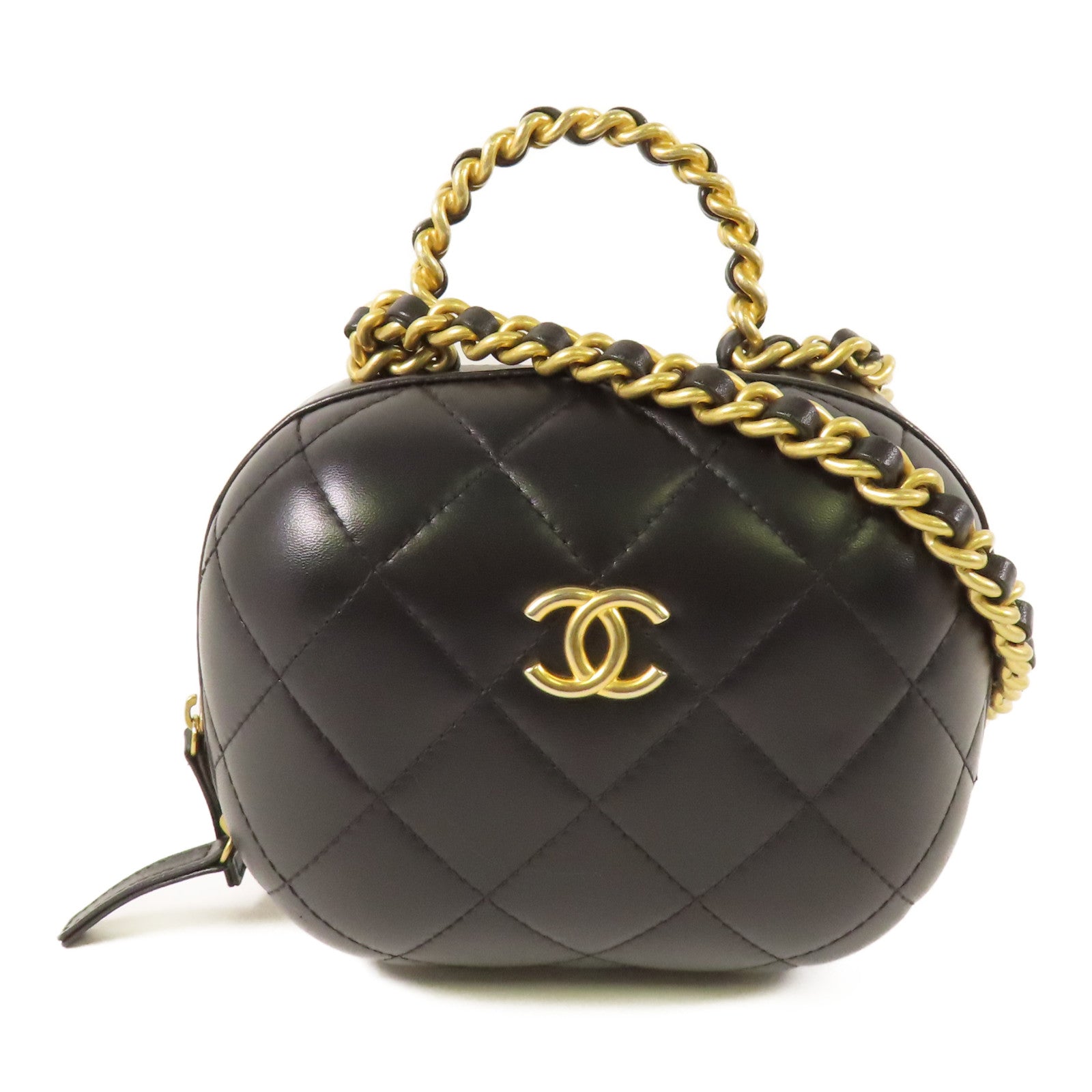 CHANEL CC GHW Small Vanity Case 2Way Shoulder Hand Bag Calfskin Leather Black