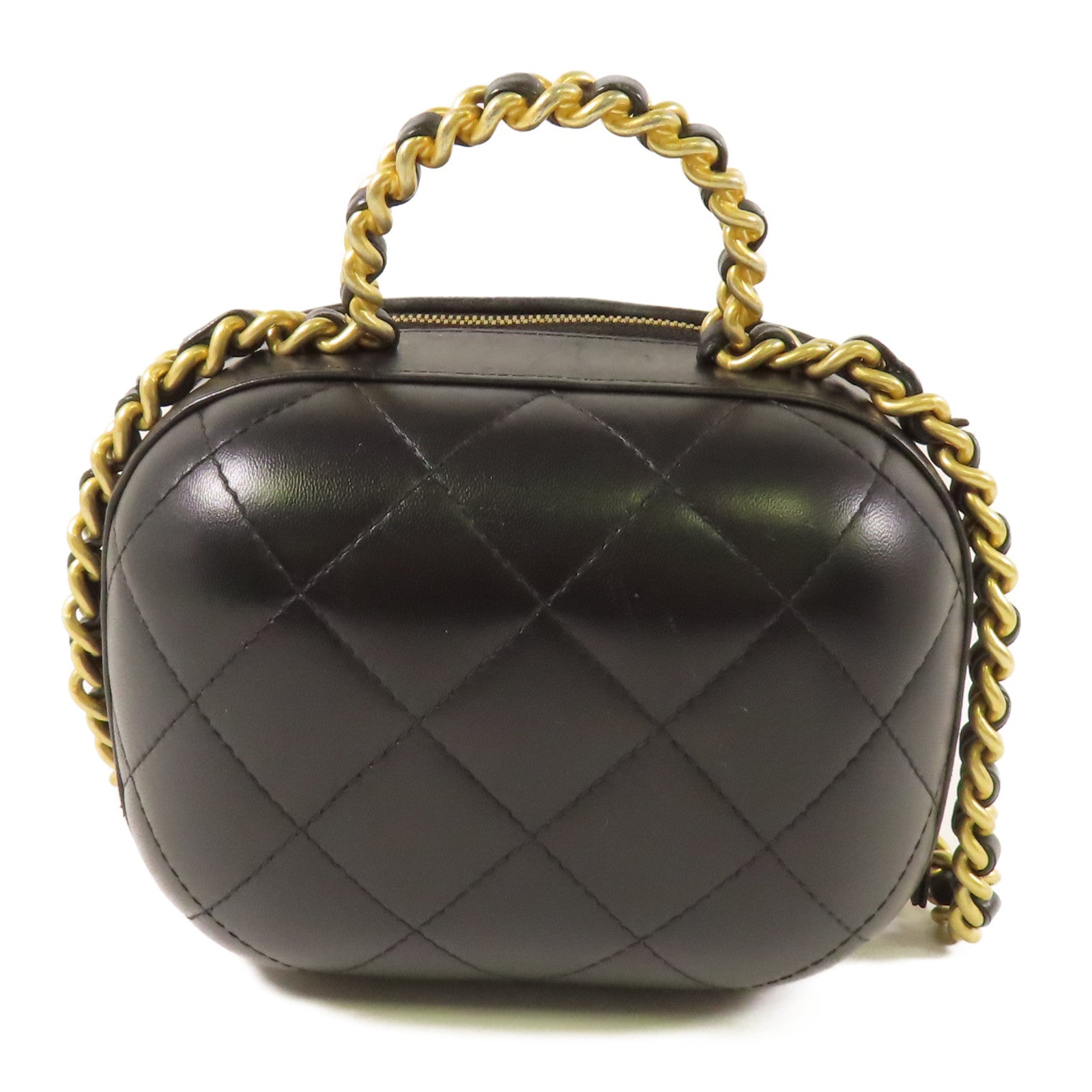 CHANEL CC GHW Small Vanity Case 2Way Shoulder Hand Bag Calfskin Leather Black