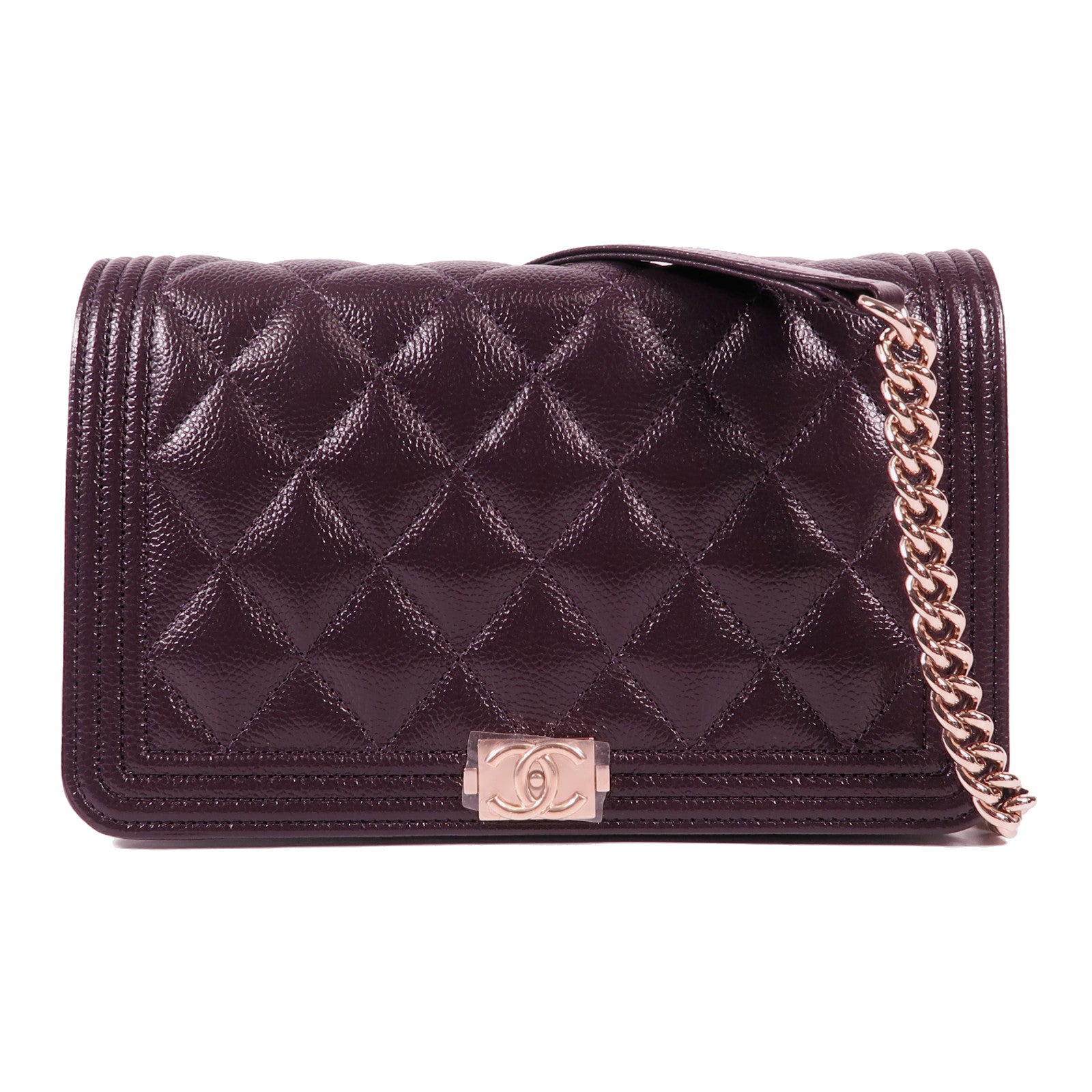 CHANEL 牛皮皮革Boy WOC Wallet On Chain金扣鏈帶肩背袋