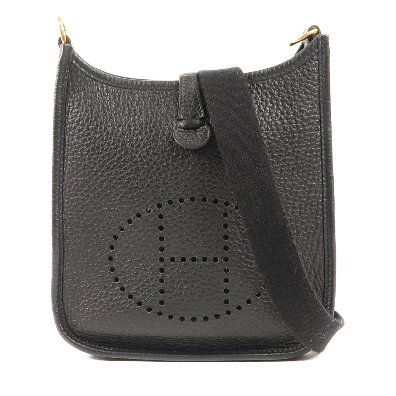 HERMES Clemence皮革Evelyne TPM金扣肩背袋89/Noir